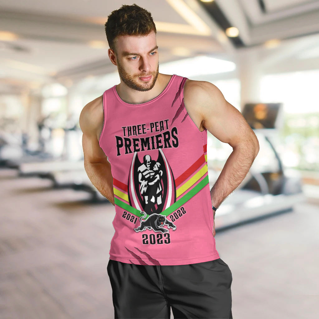 NRL Panthers Men Tank Top Premiers 2023 Three Peat Proud Of Our Boys Pink - Vibe Hoodie Shop