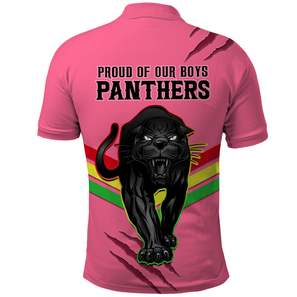 NRL Panthers Polo Shirt Premiers 2023 Three Peat Proud Of Our Boys Pink - Vibe Hoodie Shop