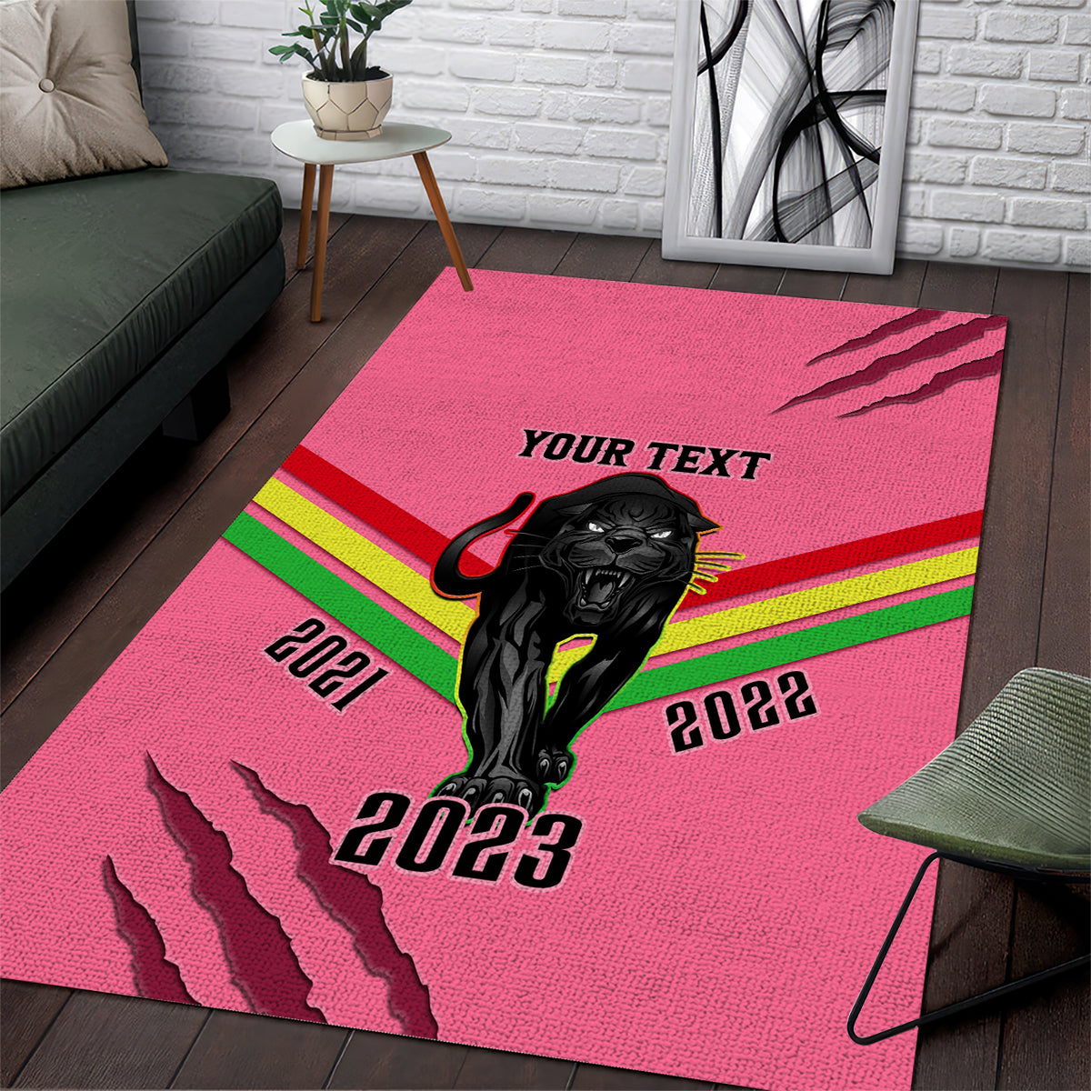 Personalised NRL Panthers Area Rug Premiers 2023 Three Peat Proud Of Our Boys Pink - Vibe Hoodie Shop