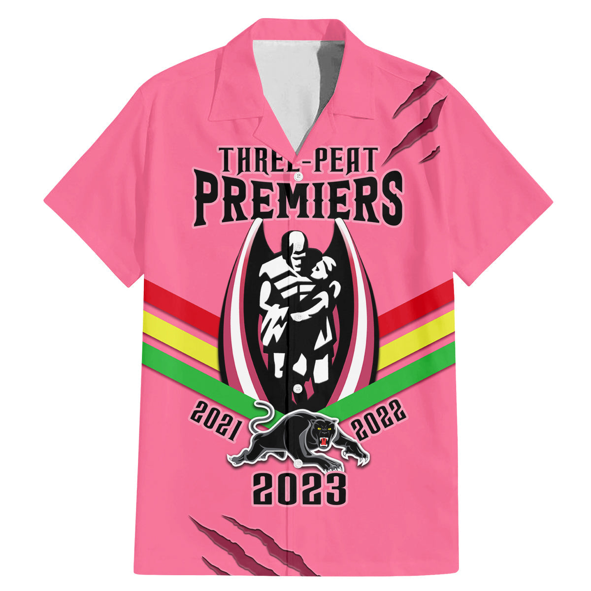 personalised-nrl-panthers-family-matching-mermaid-dress-and-hawaiian-shirt-premiers-2023-three-peat-proud-of-our-boys-pink