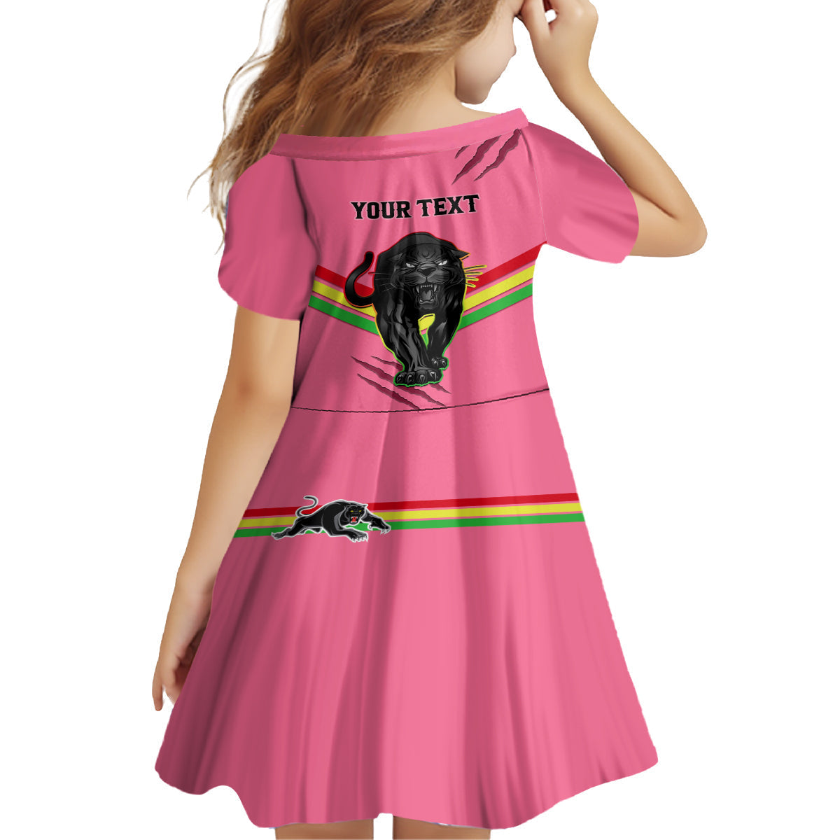 personalised-nrl-panthers-family-matching-off-shoulder-long-sleeve-dress-and-hawaiian-shirt-premiers-2023-three-peat-proud-of-our-boys-pink