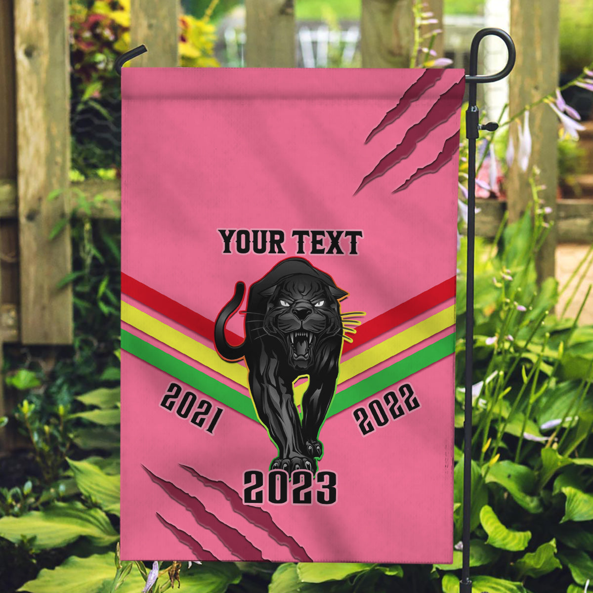 Personalised NRL Panthers Garden Flag Premiers 2023 Three Peat Proud Of Our Boys Pink - Vibe Hoodie Shop