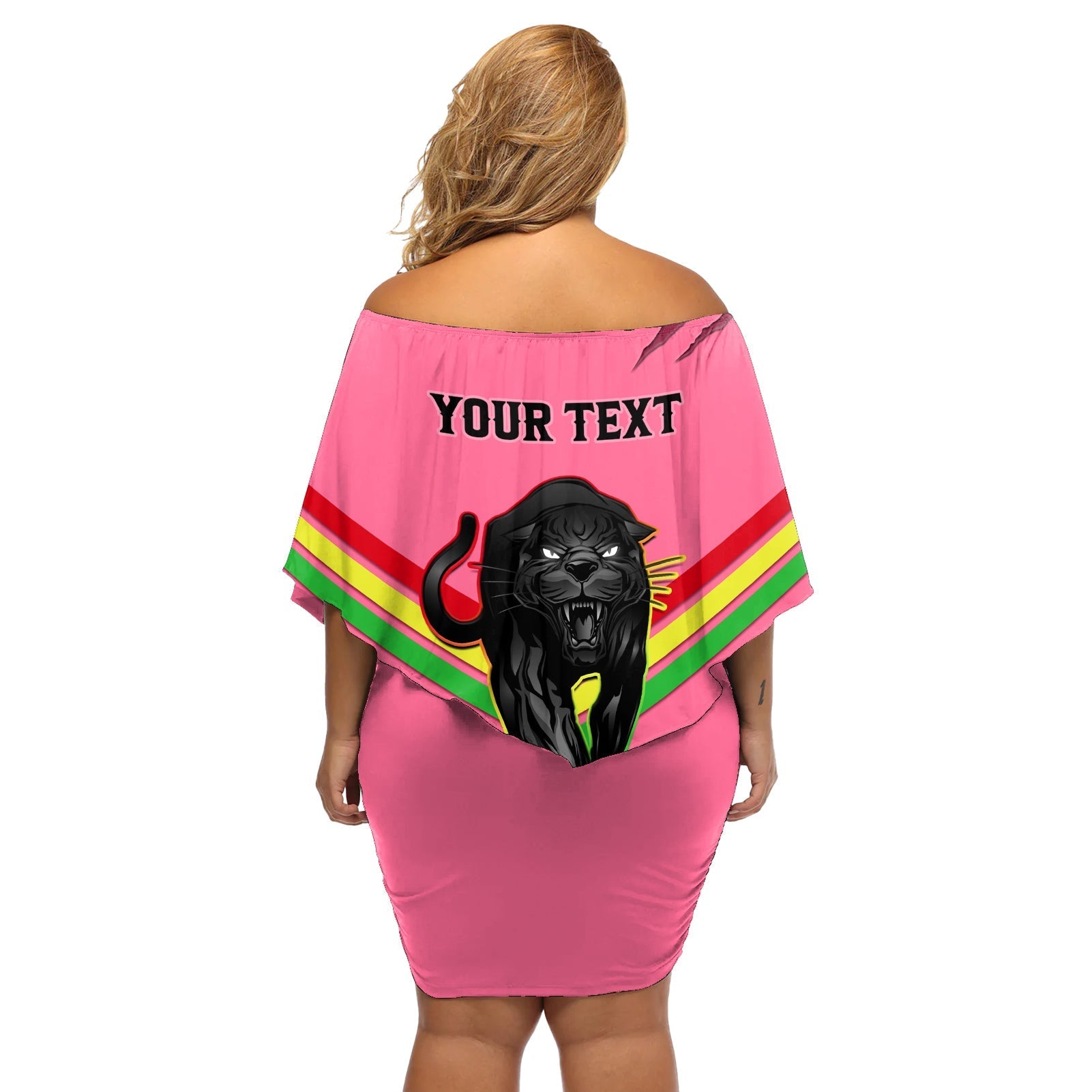 personalised-nrl-panthers-off-shoulder-short-dress-premiers-2023-three-peat-proud-of-our-boys-pink