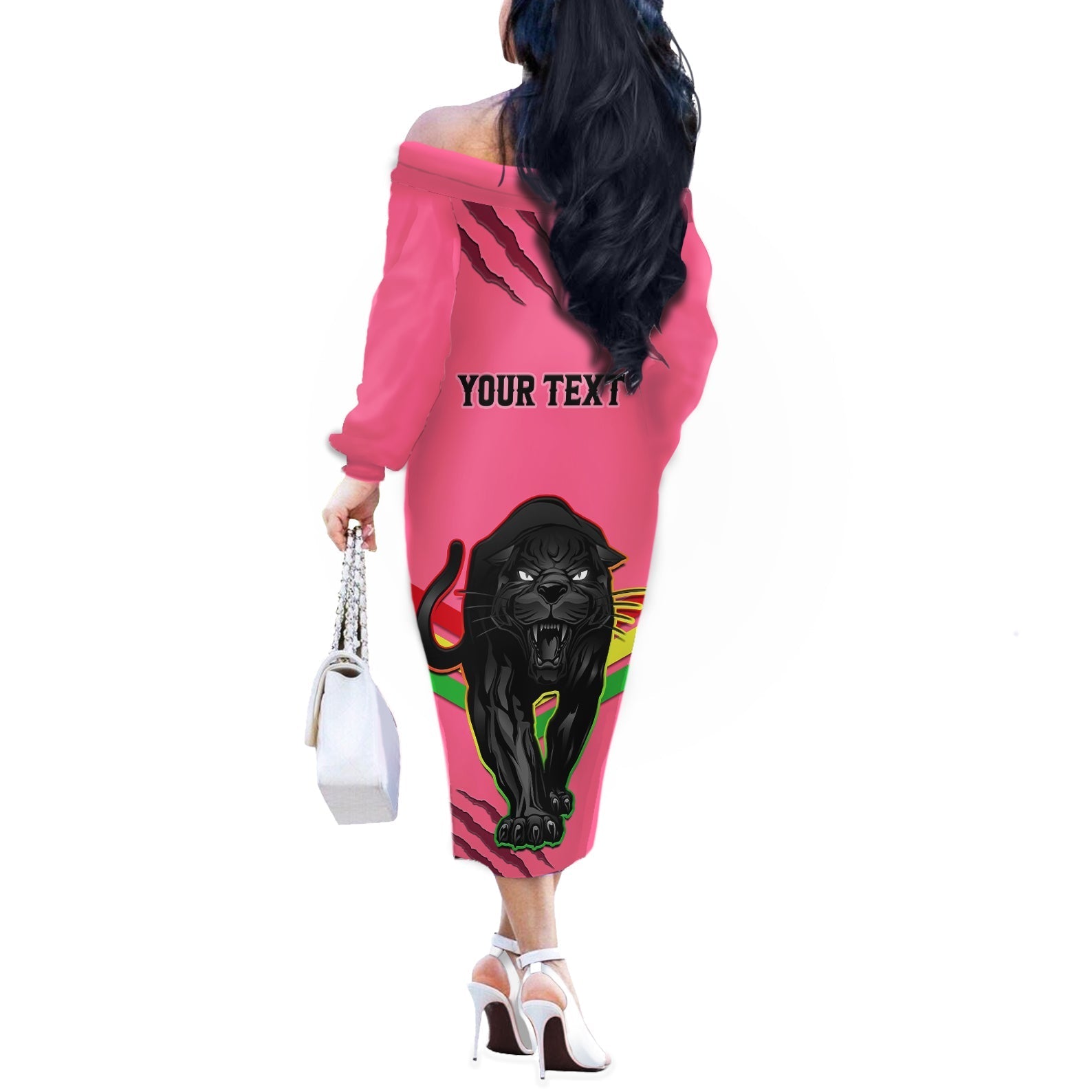 personalised-nrl-panthers-off-the-shoulder-long-sleeve-dress-premiers-2023-three-peat-proud-of-our-boys-pink