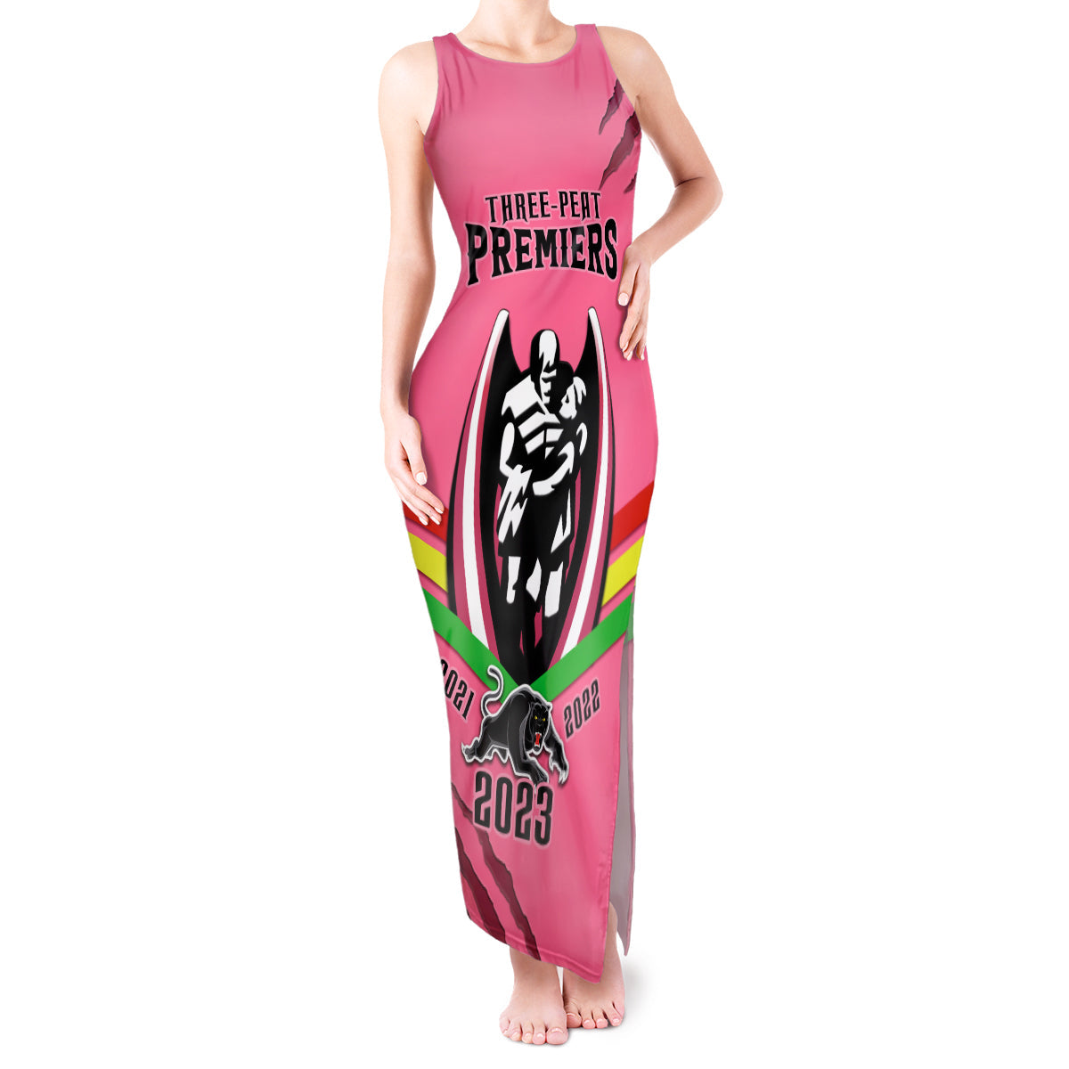 personalised-nrl-panthers-tank-maxi-dress-premiers-2023-three-peat-proud-of-our-boys-pink