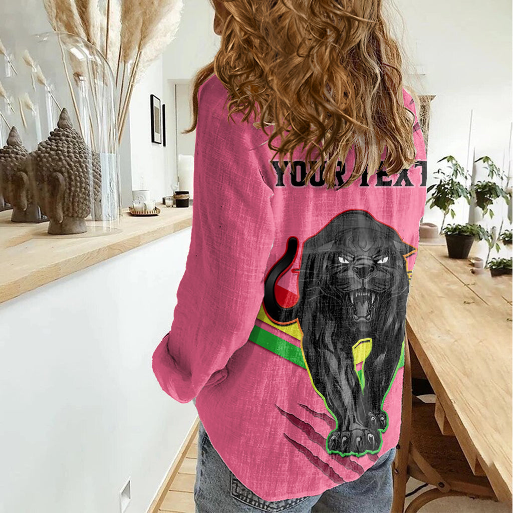 Personalised NRL Panthers Women Casual Shirt Premiers 2023 Three Peat Proud Of Our Boys Pink - Vibe Hoodie Shop