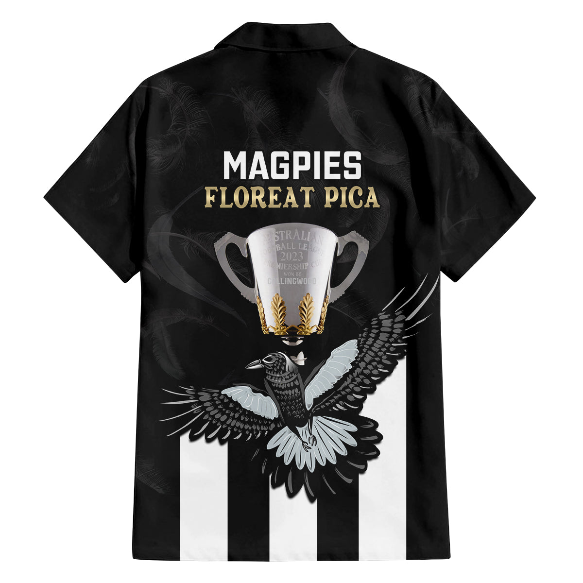 afl-collingwood-family-matching-long-sleeve-bodycon-dress-and-hawaiian-shirt-magpies-premiers-2023-with-trophy-proud