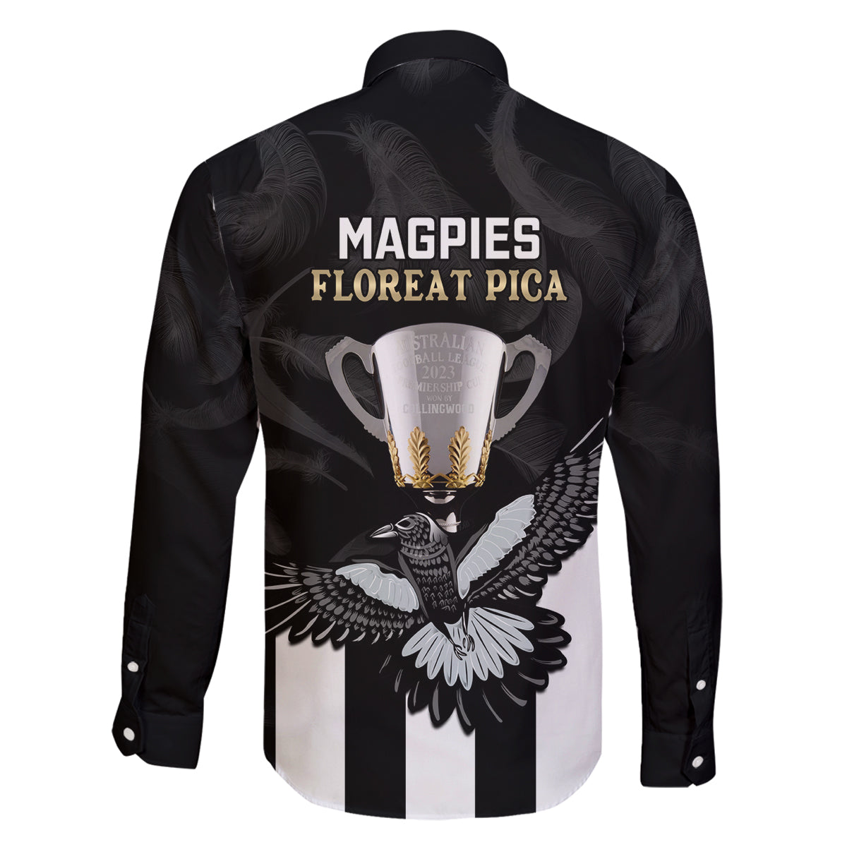 afl-collingwood-family-matching-off-shoulder-short-dress-and-hawaiian-shirt-magpies-premiers-2023-with-trophy-proud