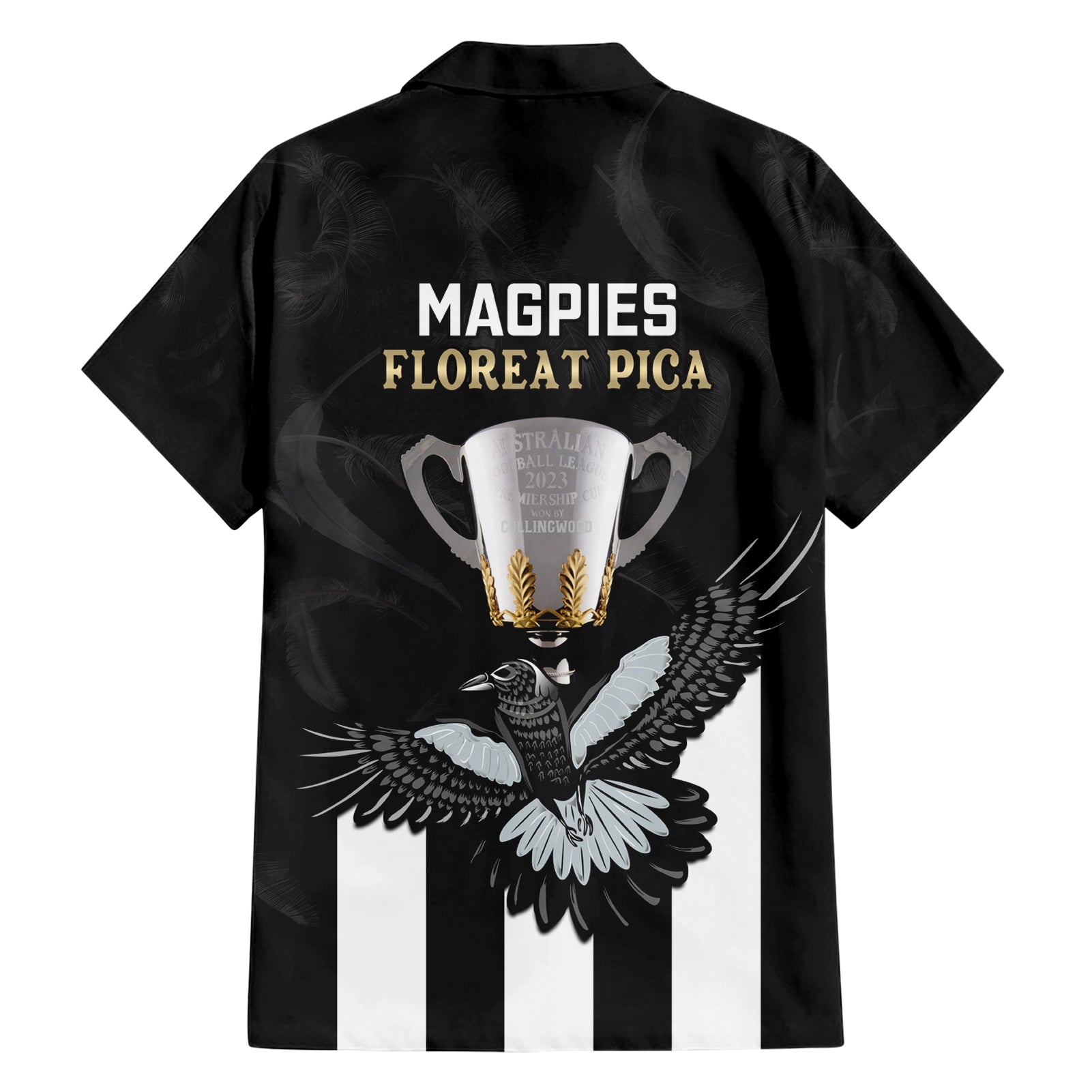 AFL Collingwood Hawaiian Shirt Magpies Premiers 2023 With Trophy Proud - Vibe Hoodie Shop