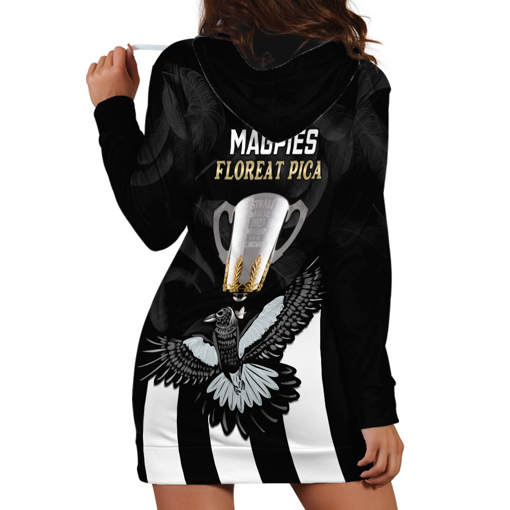 AFL Collingwood Hoodie Dress Magpies Premiers 2023 With Trophy Proud - Vibe Hoodie Shop