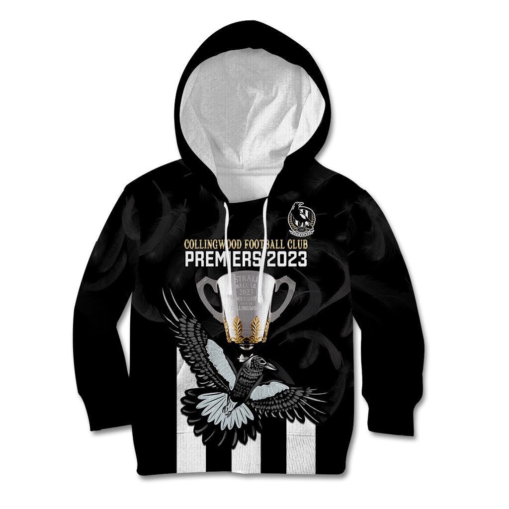 AFL Collingwood Kid Hoodie Magpies Premiers 2023 With Trophy Proud - Vibe Hoodie Shop