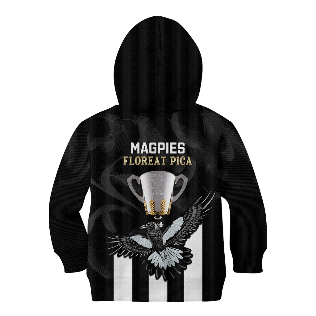 AFL Collingwood Kid Hoodie Magpies Premiers 2023 With Trophy Proud - Vibe Hoodie Shop