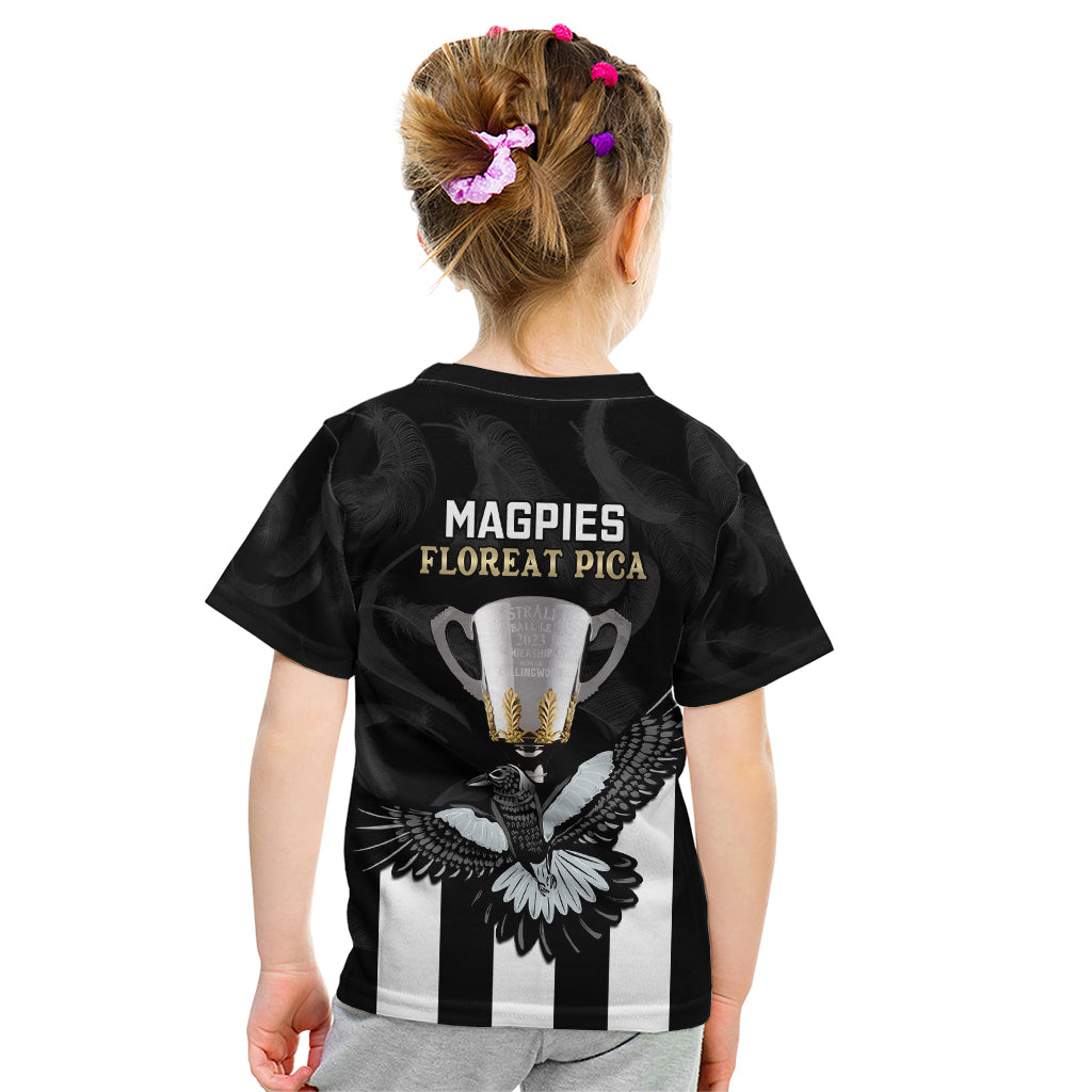 AFL Collingwood Kid T Shirt Magpies Premiers 2023 With Trophy Proud - Vibe Hoodie Shop