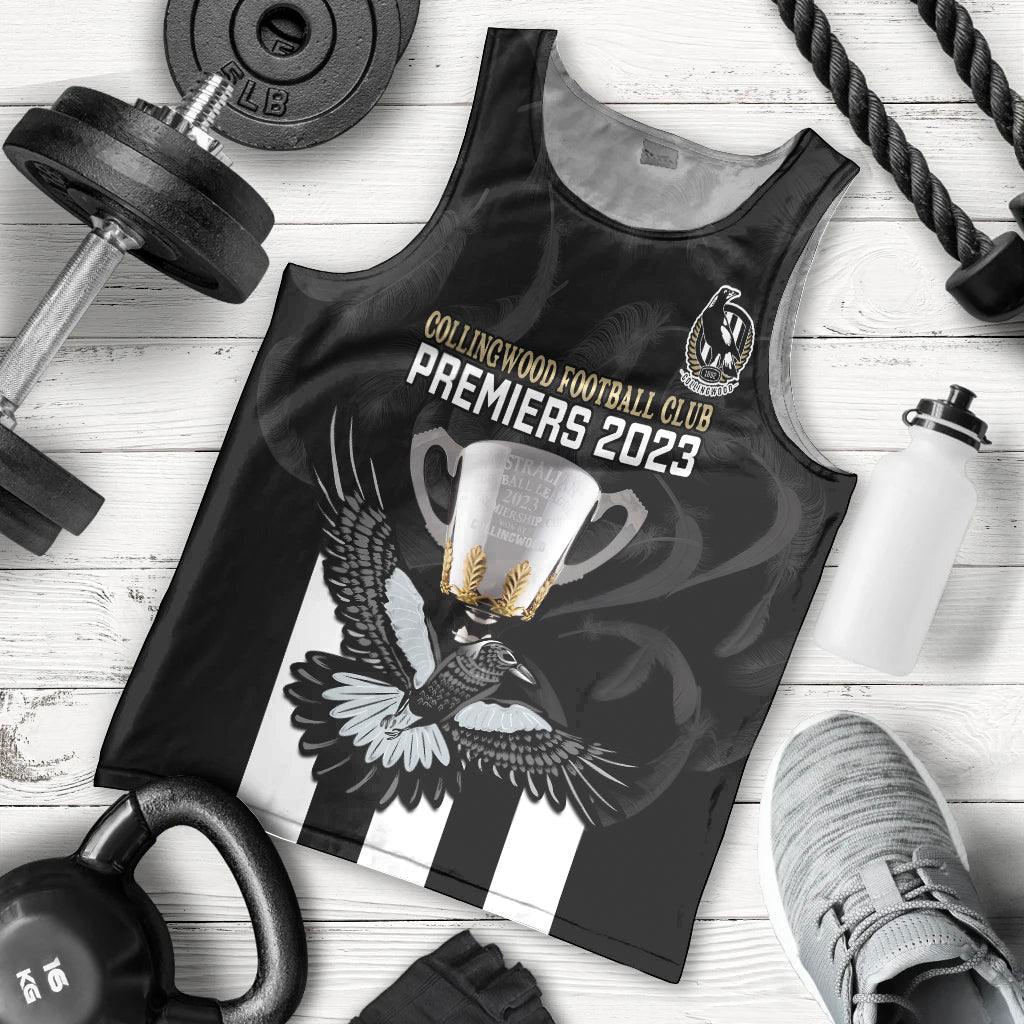 AFL Collingwood Men Tank Top Magpies Premiers 2023 With Trophy Proud - Vibe Hoodie Shop