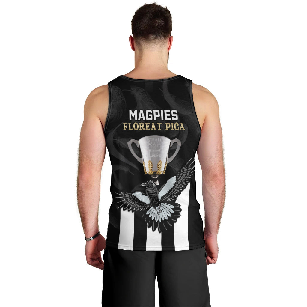 AFL Collingwood Men Tank Top Magpies Premiers 2023 With Trophy Proud - Vibe Hoodie Shop