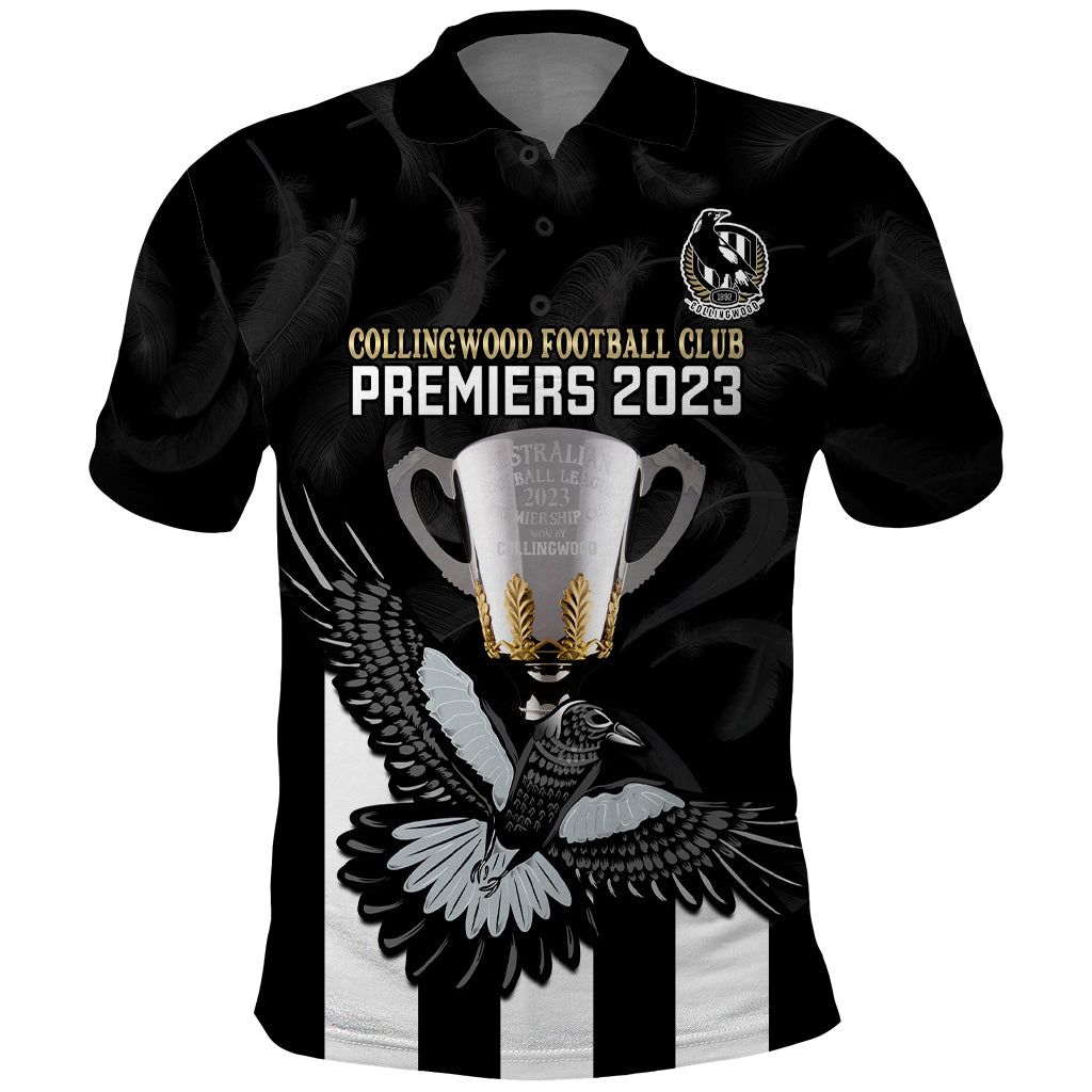 AFL Collingwood Polo Shirt Magpies Premiers 2023 With Trophy Proud - Vibe Hoodie Shop