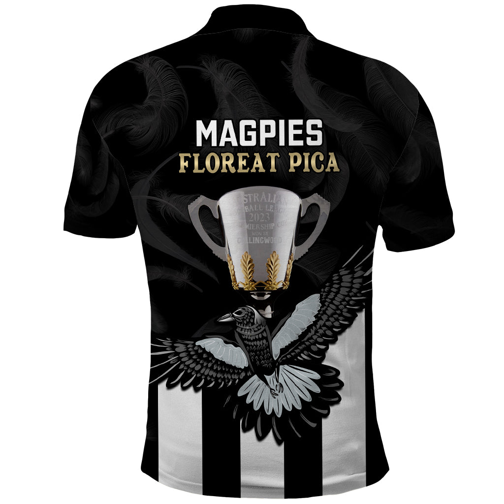 AFL Collingwood Polo Shirt Magpies Premiers 2023 With Trophy Proud - Vibe Hoodie Shop