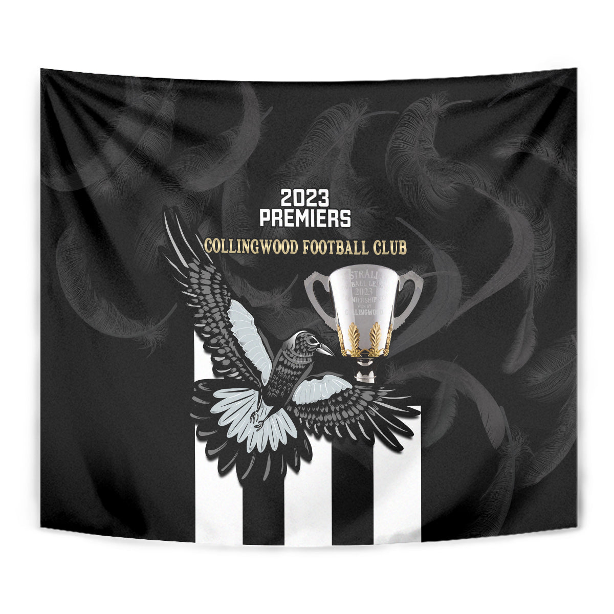 AFL Collingwood Tapestry Magpies Premiers 2023 With Trophy Proud - Vibe Hoodie Shop