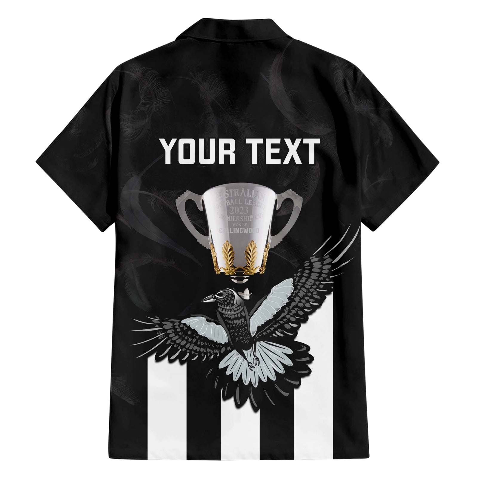 Personalised AFL Collingwood Hawaiian Shirt Magpies Premiers 2023 With Trophy Proud - Vibe Hoodie Shop