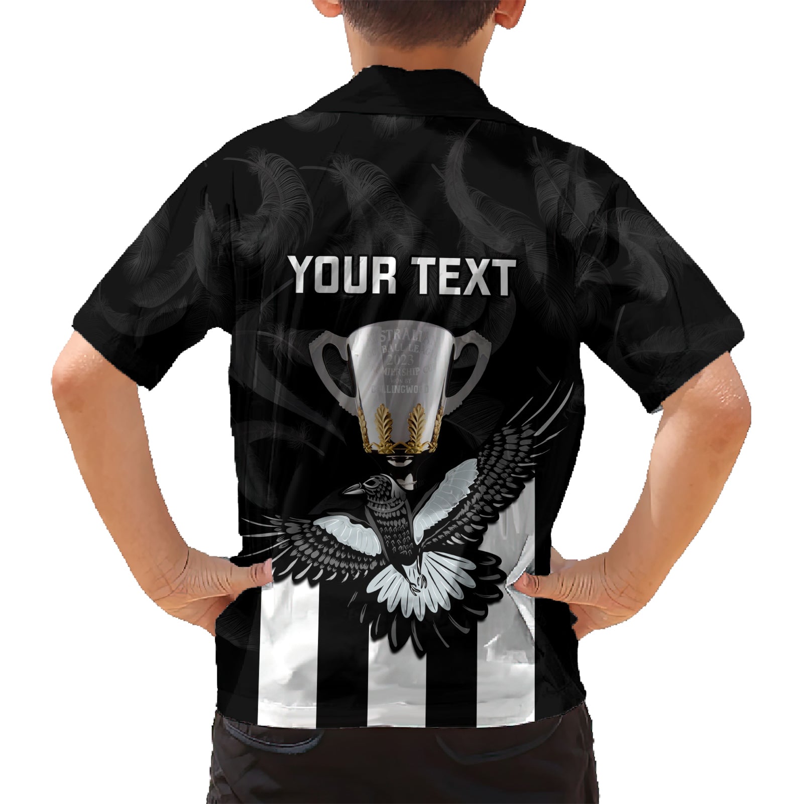 Personalised AFL Collingwood Hawaiian Shirt Magpies Premiers 2023 With Trophy Proud - Vibe Hoodie Shop