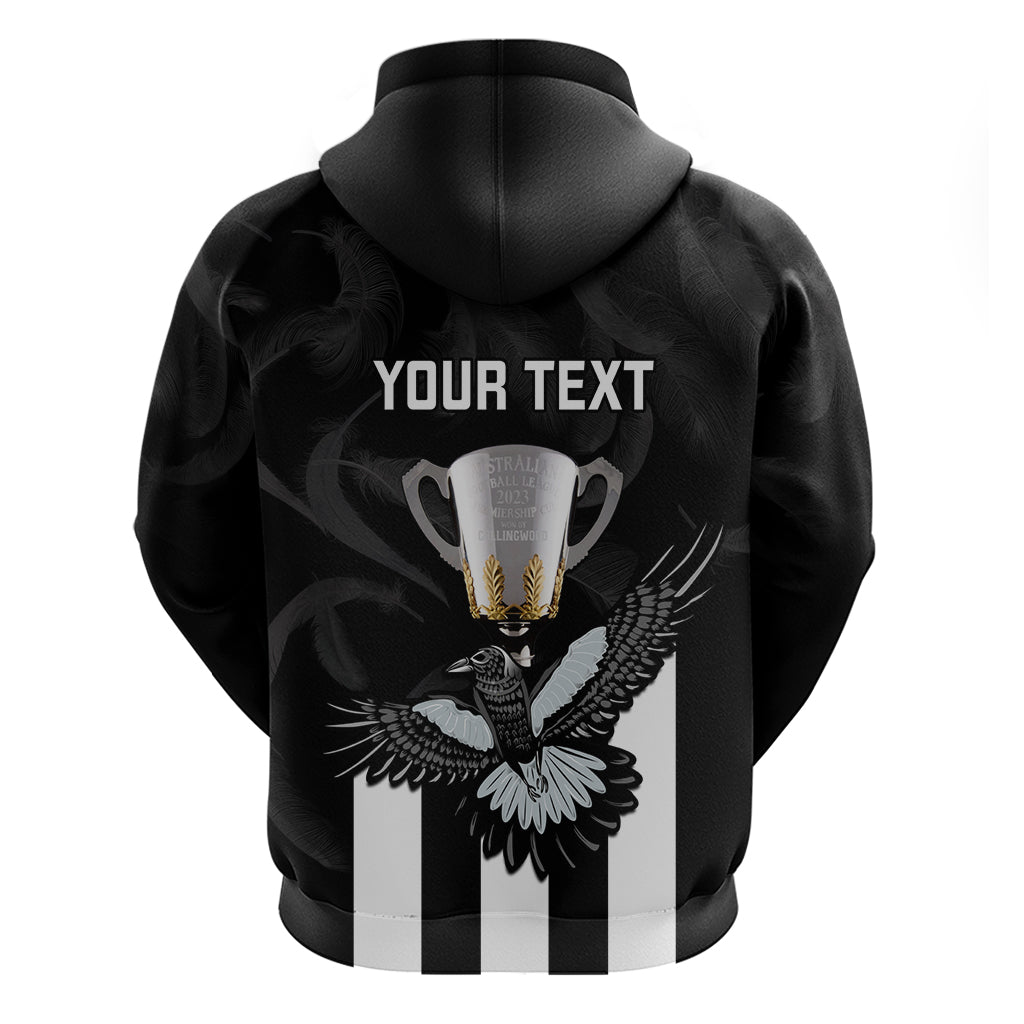 Personalised AFL Collingwood Hoodie Magpies Premiers 2023 With Trophy Proud - Vibe Hoodie Shop