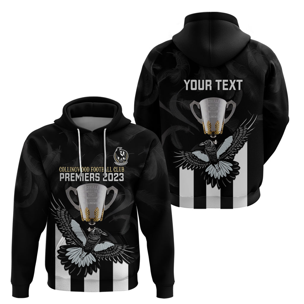 Personalised AFL Collingwood Hoodie Magpies Premiers 2023 With Trophy Proud - Vibe Hoodie Shop