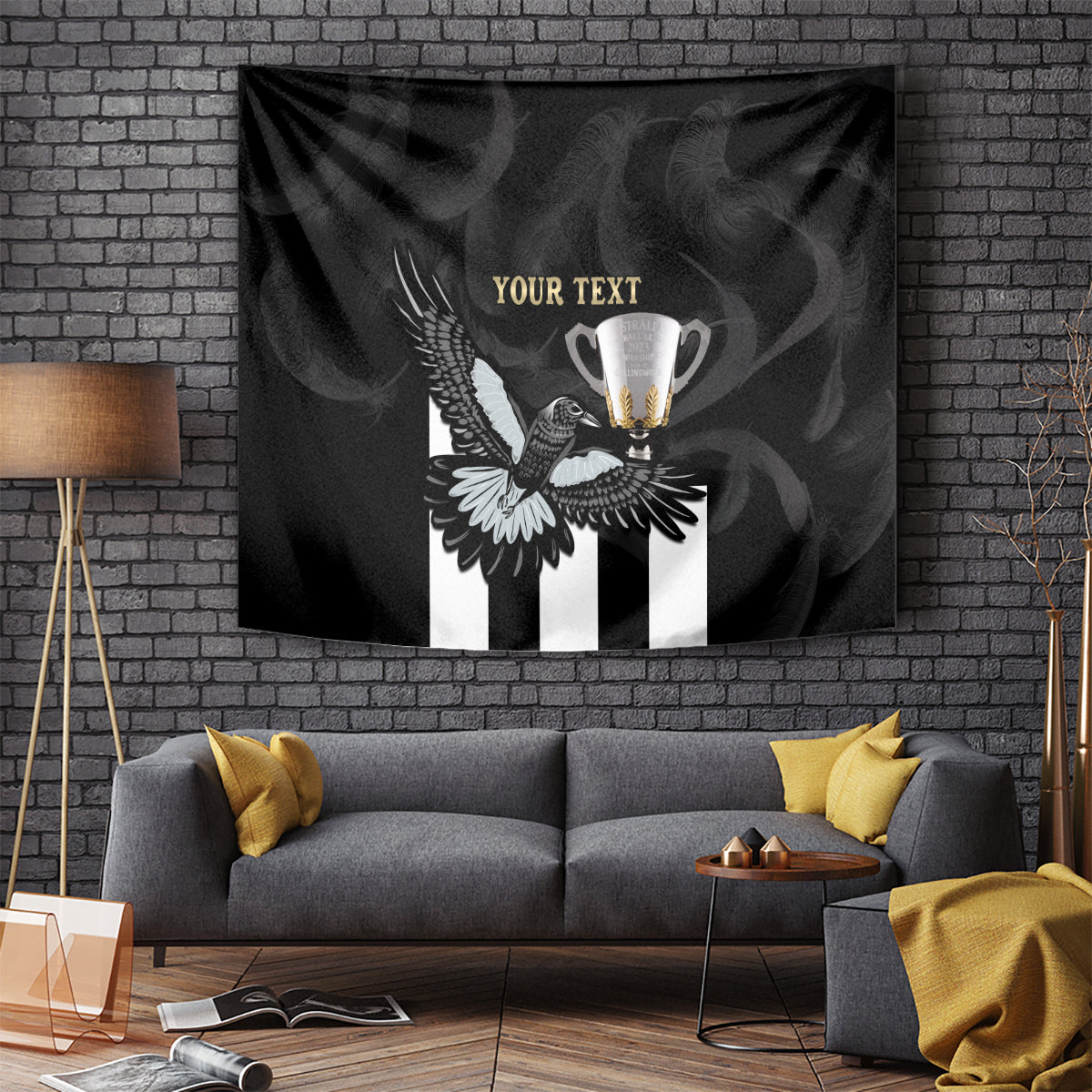 Personalised AFL Collingwood Tapestry Magpies Premiers 2023 With Trophy Proud - Vibe Hoodie Shop