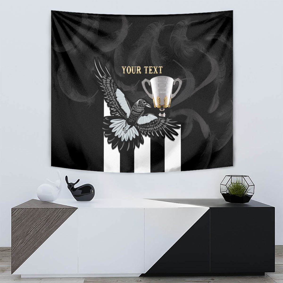 Personalised AFL Collingwood Tapestry Magpies Premiers 2023 With Trophy Proud - Vibe Hoodie Shop