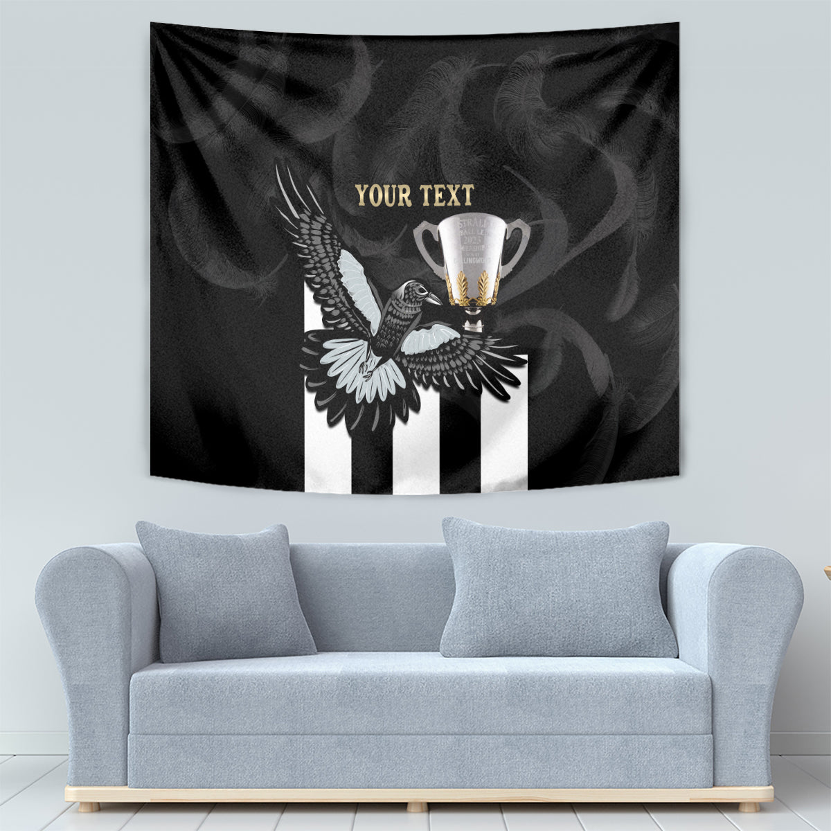 Personalised AFL Collingwood Tapestry Magpies Premiers 2023 With Trophy Proud - Vibe Hoodie Shop