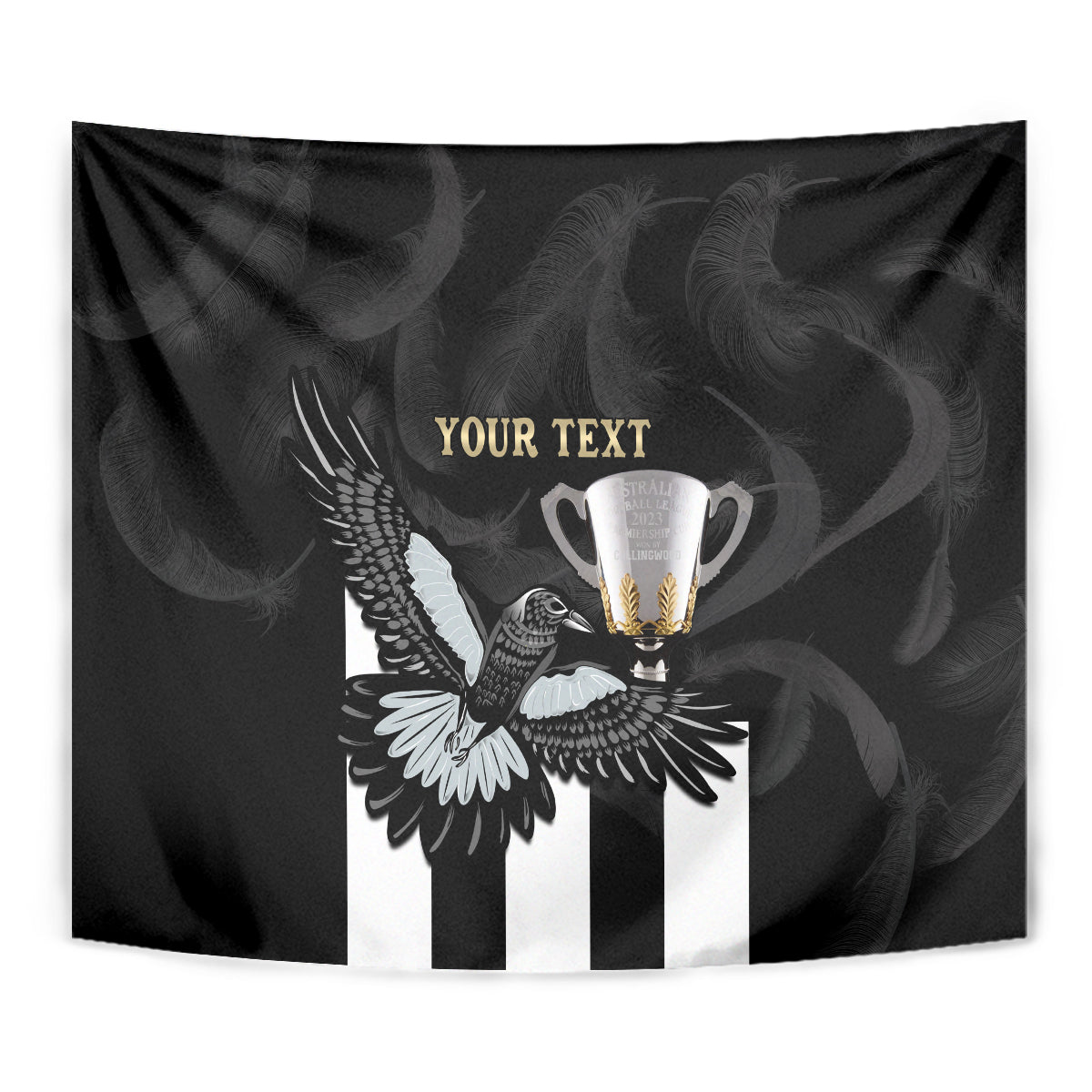 Personalised AFL Collingwood Tapestry Magpies Premiers 2023 With Trophy Proud - Vibe Hoodie Shop