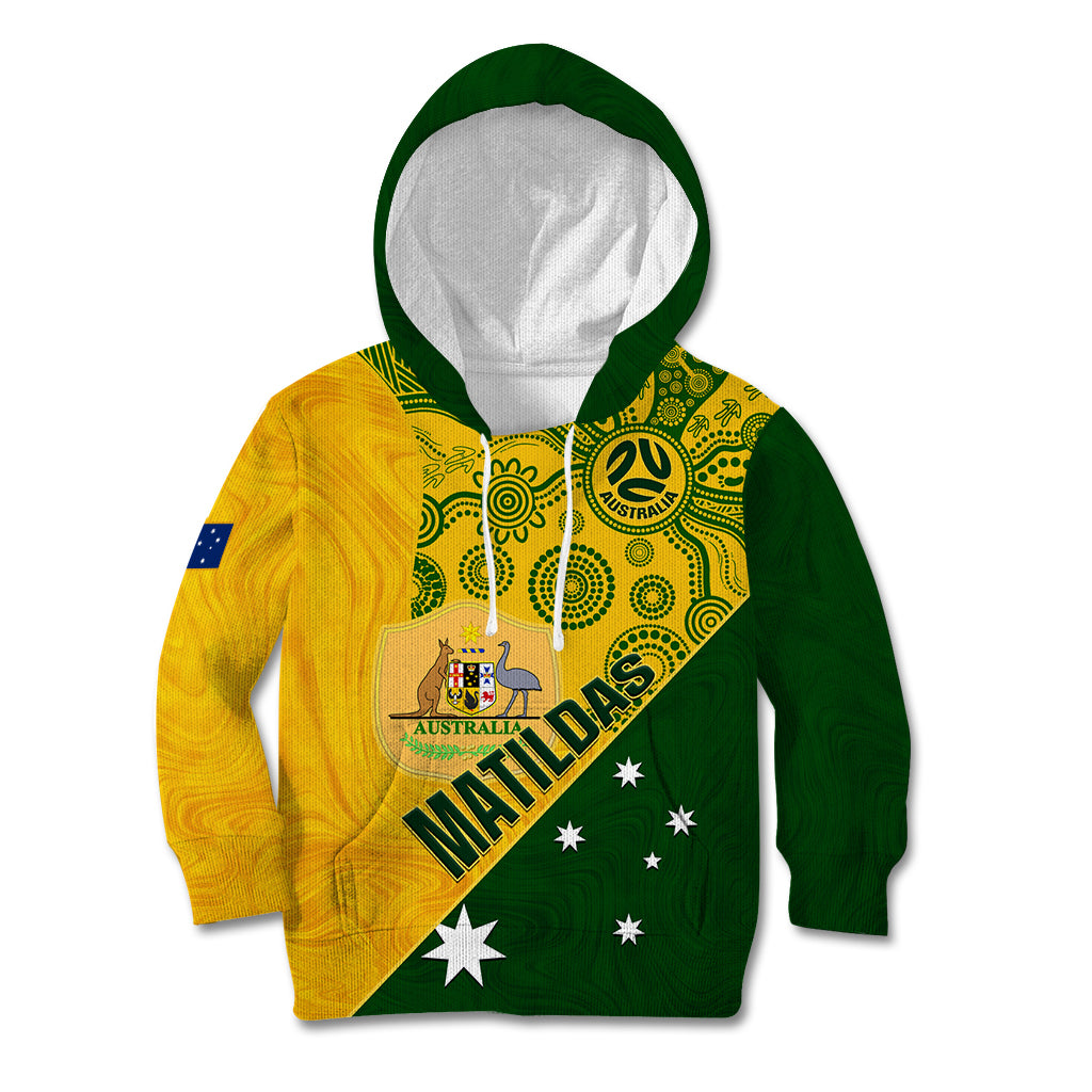 Matildas Soccer Kid Hoodie Australian Indigenous National Color - Vibe Hoodie Shop