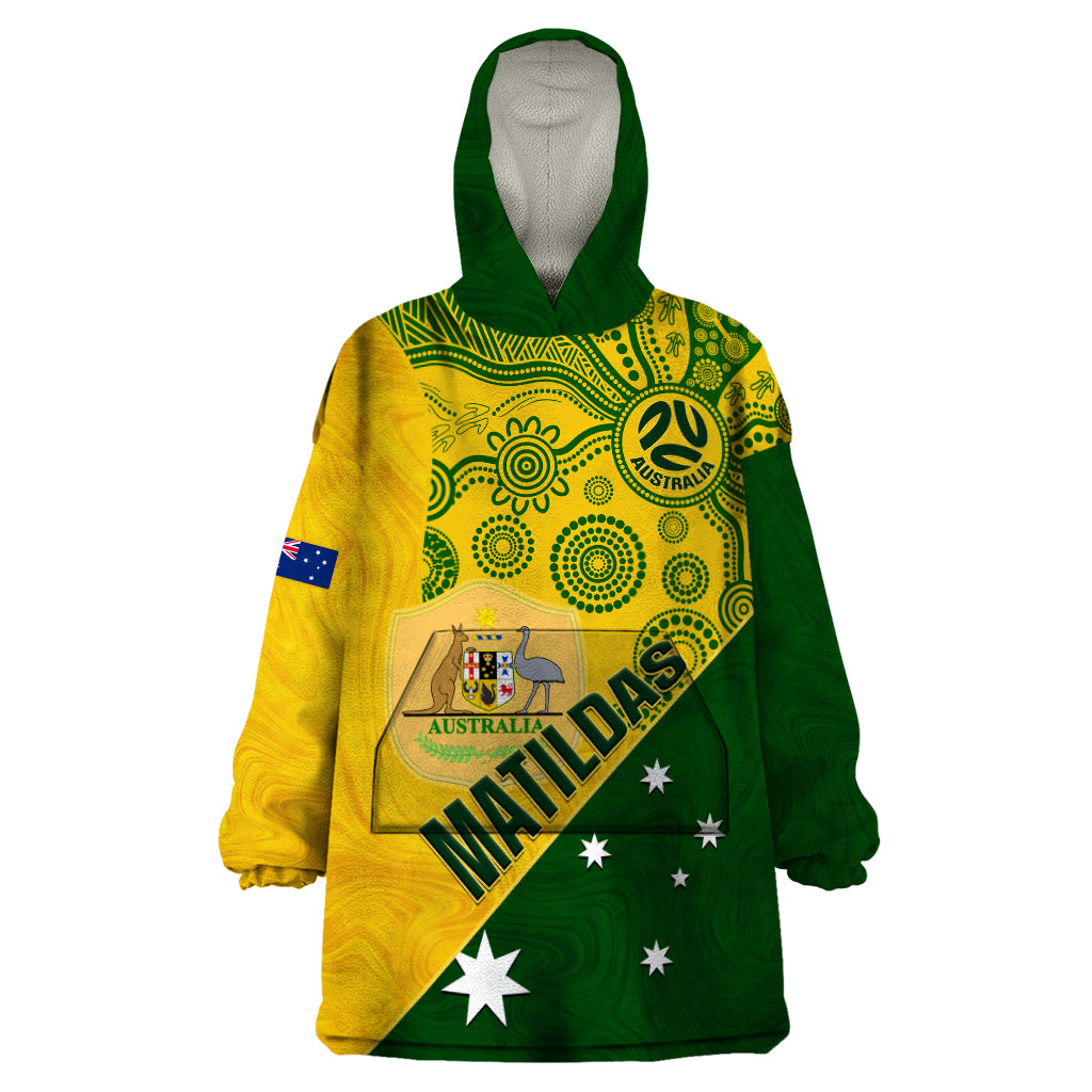 Matildas Soccer Wearable Blanket Hoodie Australian Indigenous National Color - Vibe Hoodie Shop