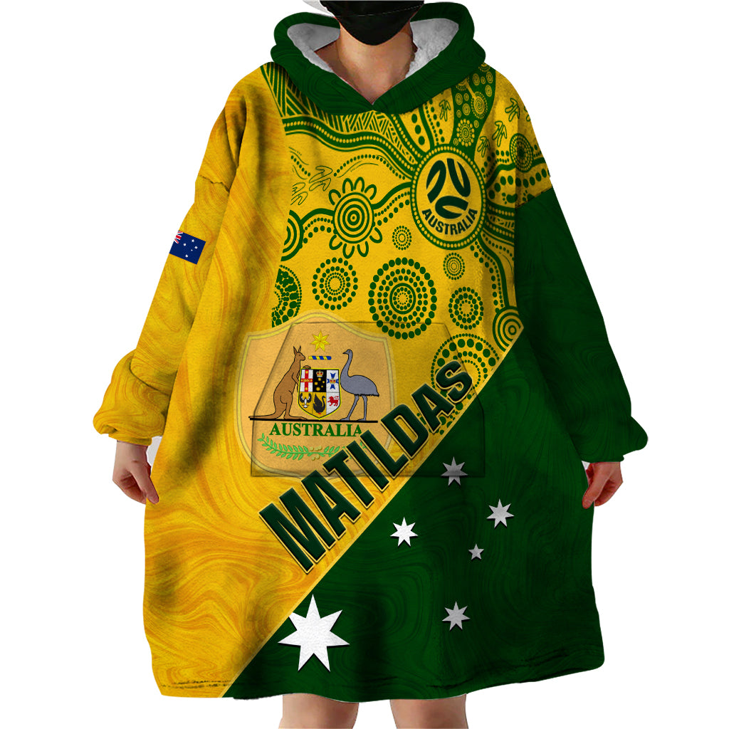 Matildas Soccer Wearable Blanket Hoodie Australian Indigenous National Color - Vibe Hoodie Shop