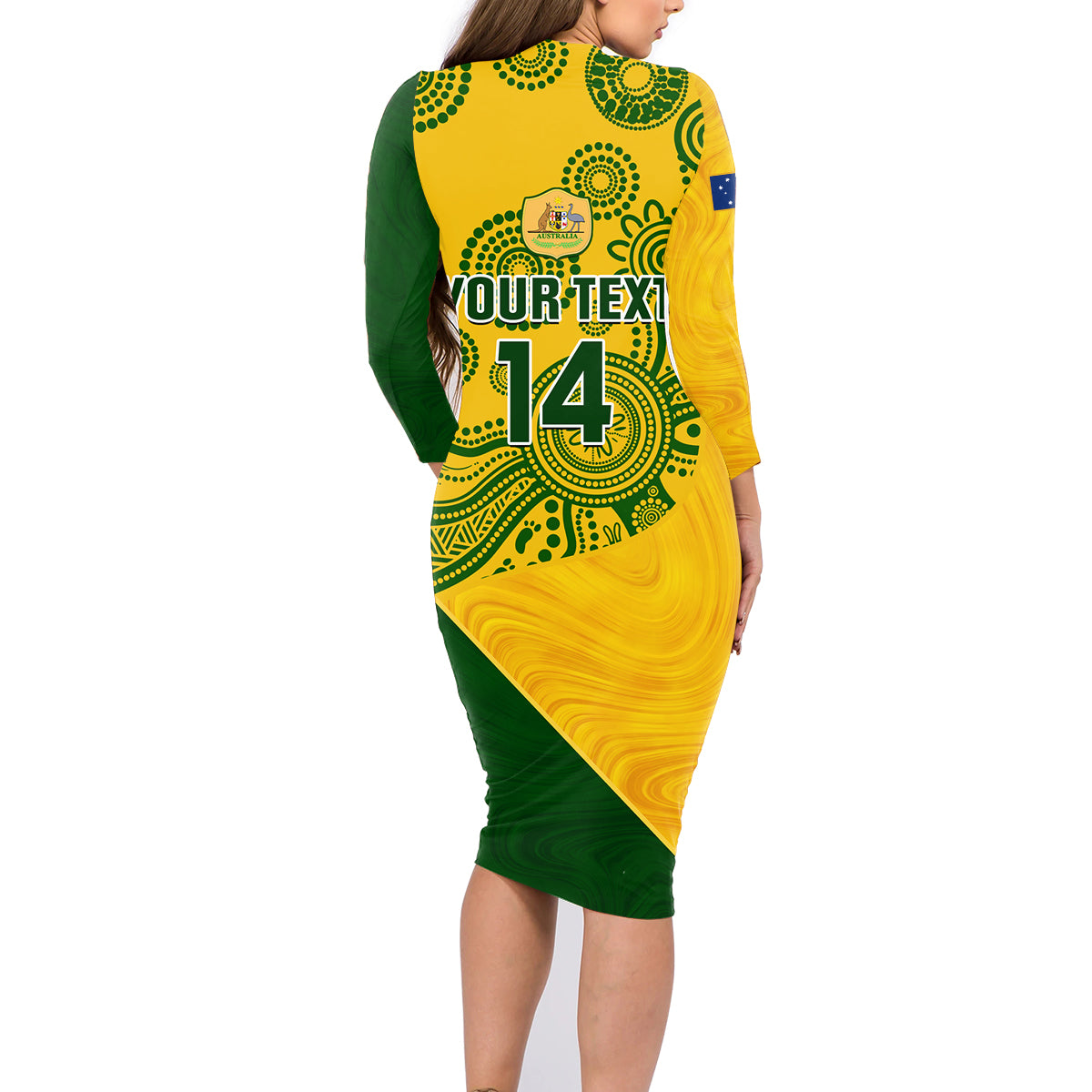 custom-matildas-soccer-family-matching-long-sleeve-bodycon-dress-and-hawaiian-shirt-australian-indigenous-national-color