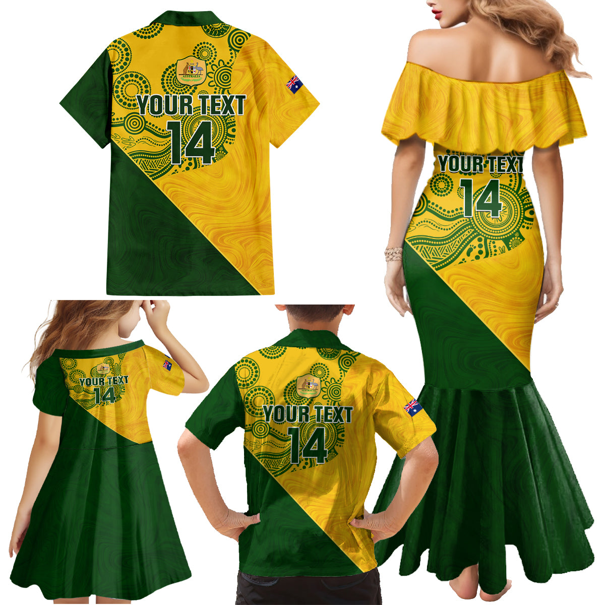 custom-matildas-soccer-family-matching-mermaid-dress-and-hawaiian-shirt-australian-indigenous-national-color