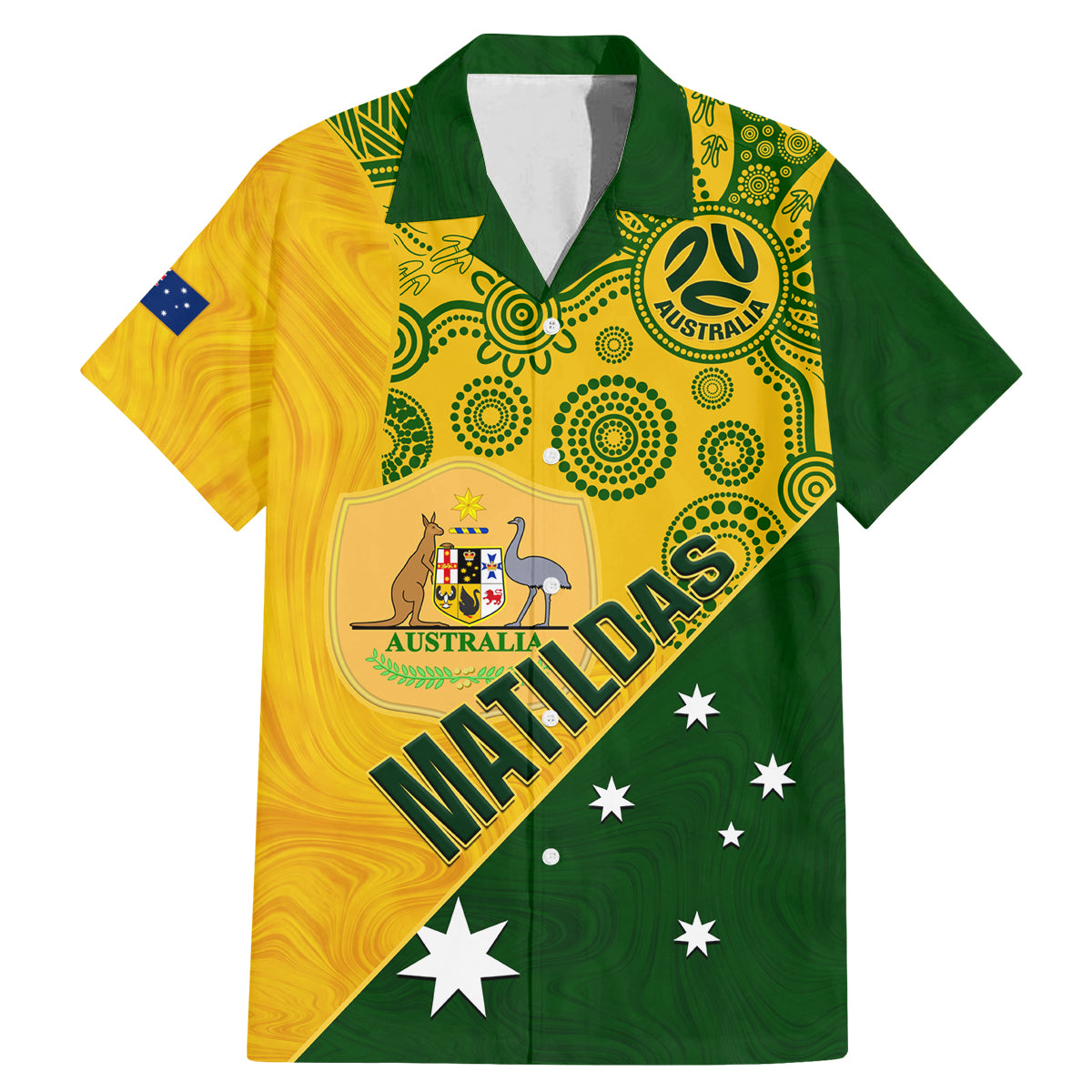 custom-matildas-soccer-family-matching-mermaid-dress-and-hawaiian-shirt-australian-indigenous-national-color