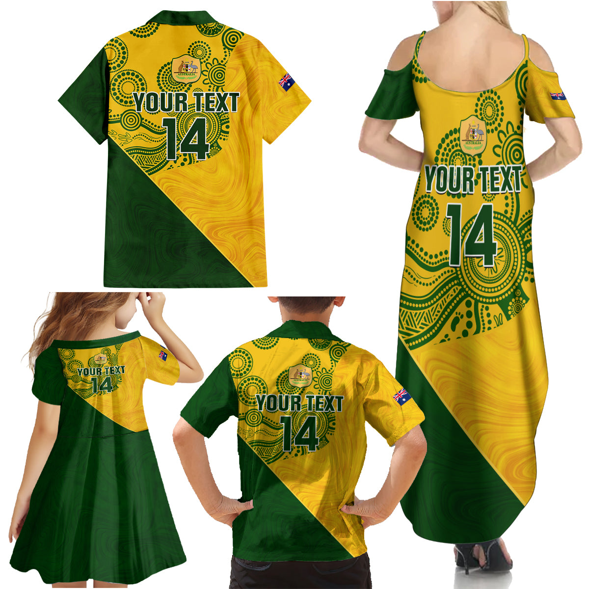 custom-matildas-soccer-family-matching-summer-maxi-dress-and-hawaiian-shirt-australian-indigenous-national-color