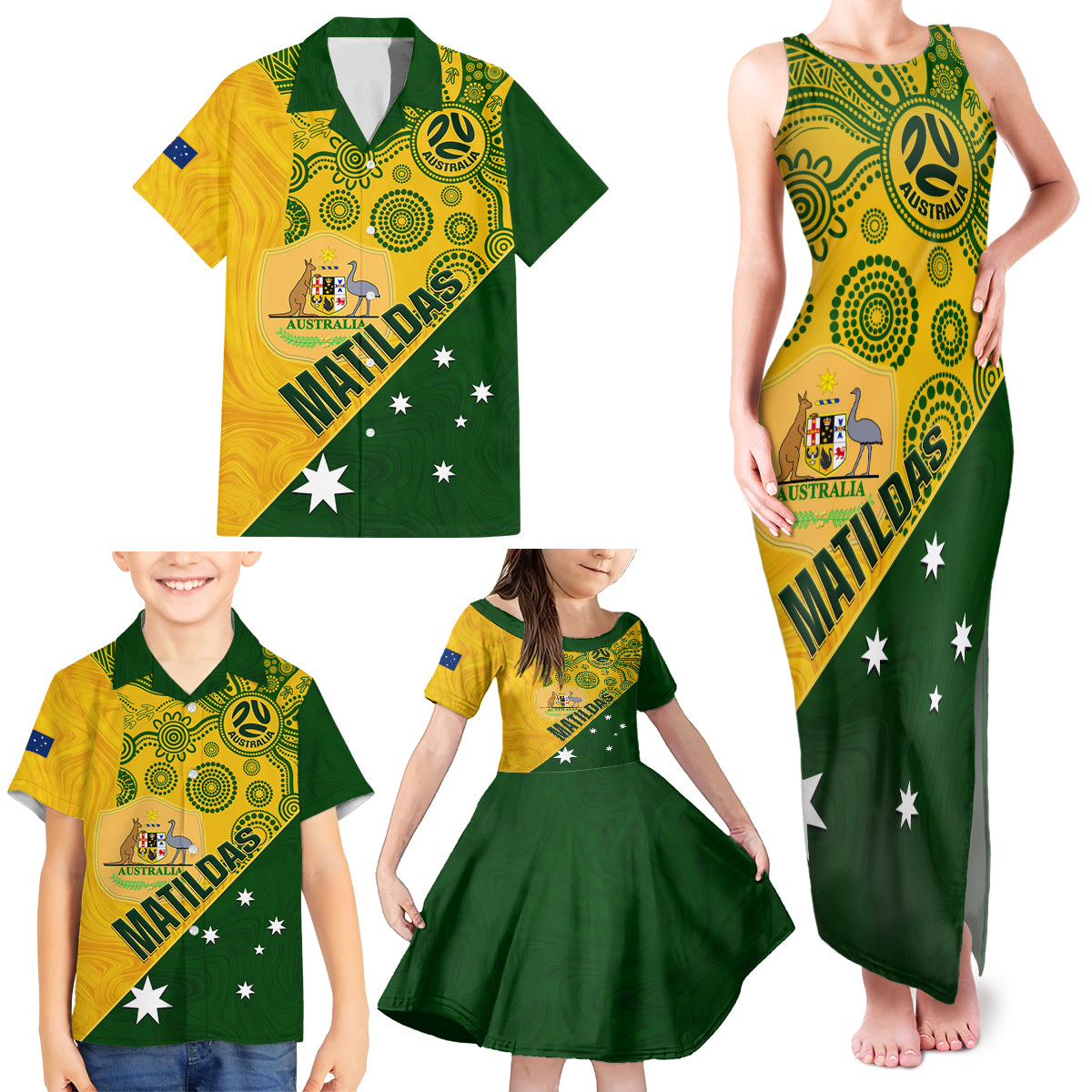 custom-matildas-soccer-family-matching-tank-maxi-dress-and-hawaiian-shirt-australian-indigenous-national-color