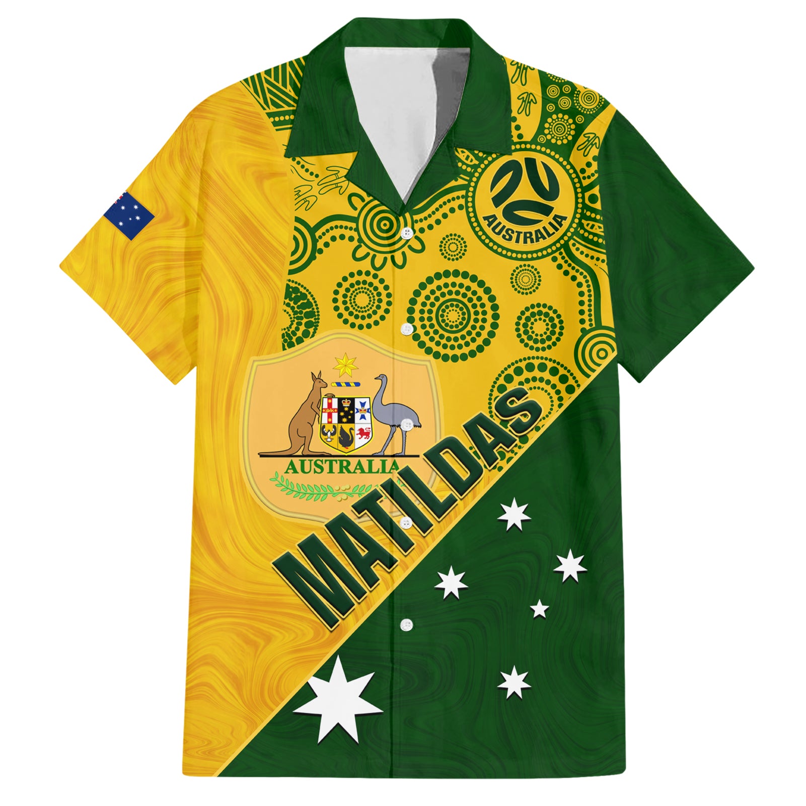 Custom Matildas Soccer Hawaiian Shirt Australian Indigenous National Color - Vibe Hoodie Shop