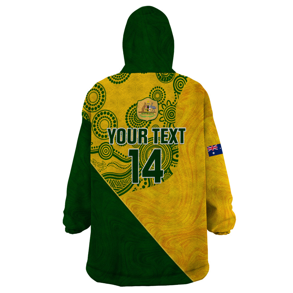 Custom Matildas Soccer Wearable Blanket Hoodie Australian Indigenous National Color - Vibe Hoodie Shop