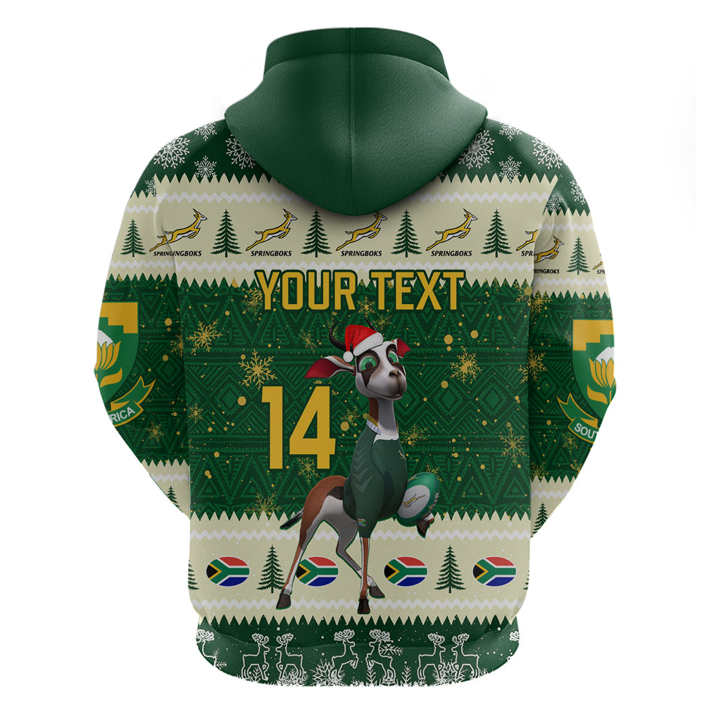Custom South Africa Rugby Christmas Hoodie Geseende Kersfees Springboks African Pattern - Vibe Hoodie Shop