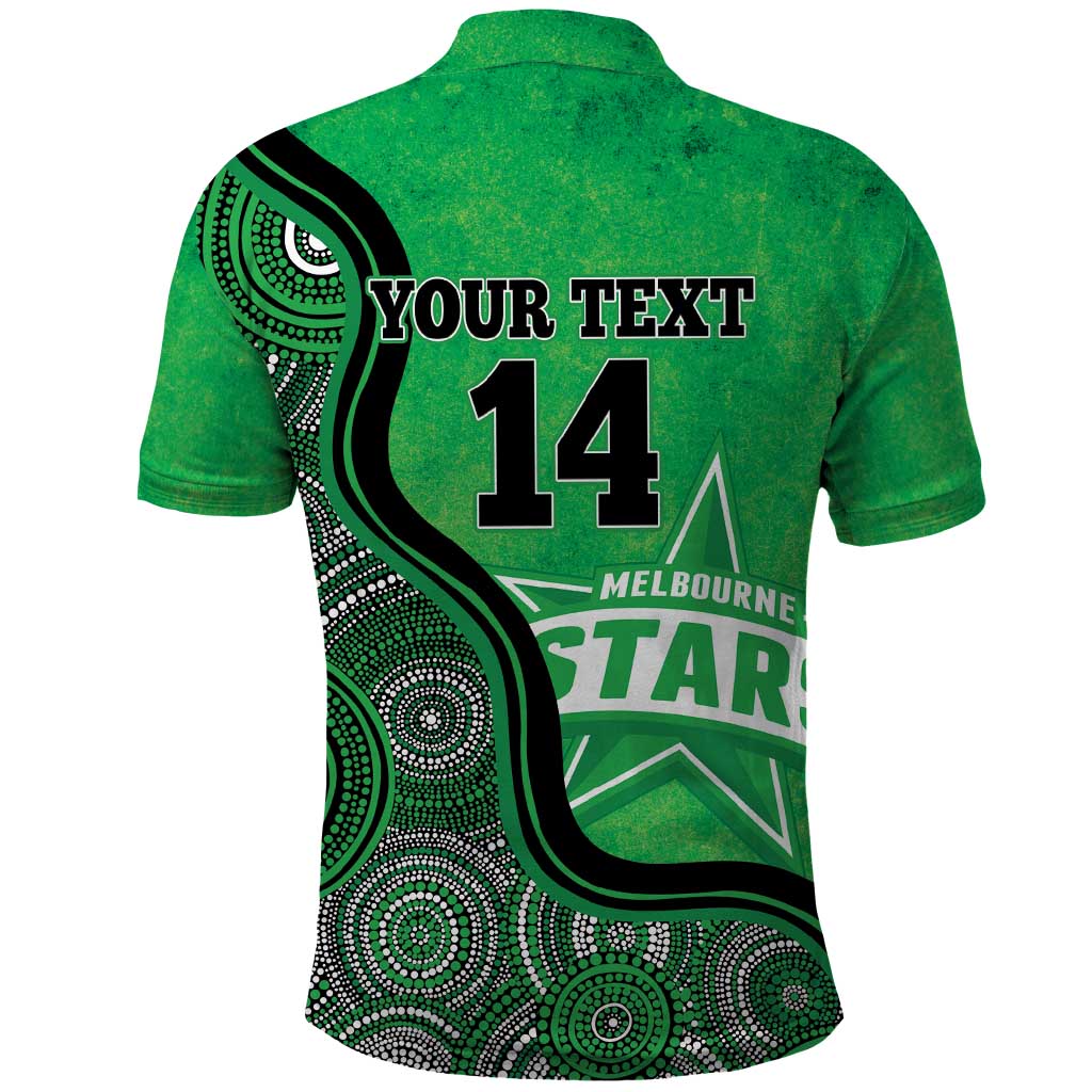 Custom Melbourne Stars Polo Shirt Indigenous Art - Grunge Style - Vibe Hoodie Shop