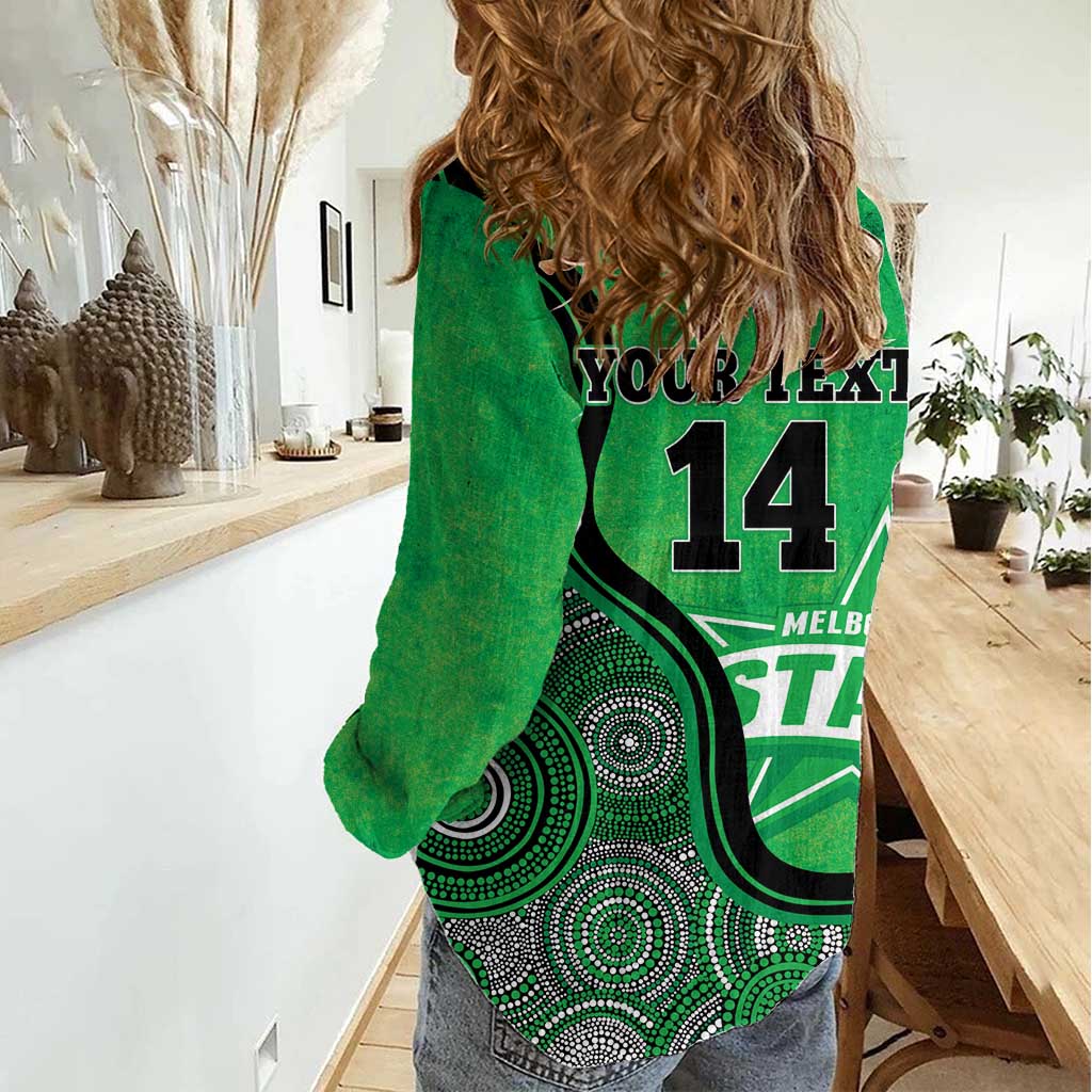 Custom Melbourne Stars Women Casual Shirt Indigenous Art - Grunge Style - Vibe Hoodie Shop