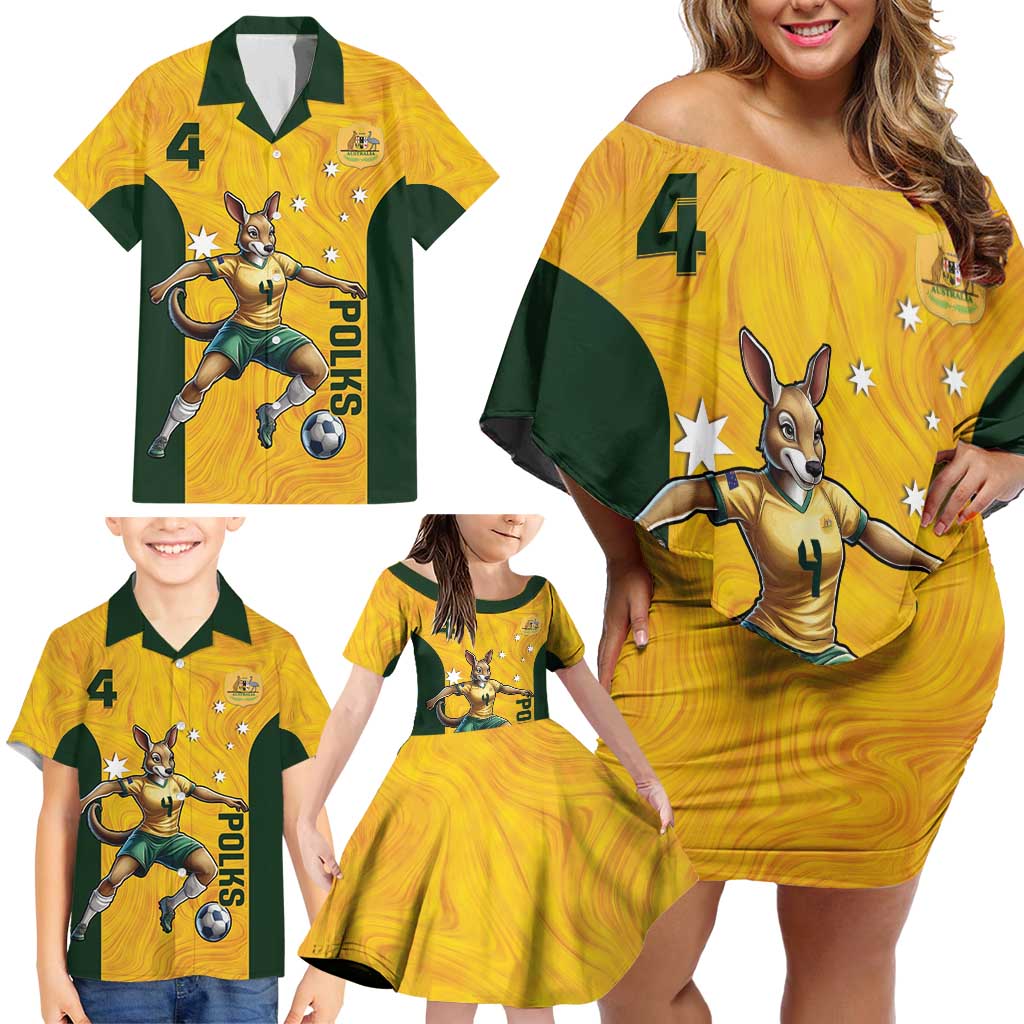 Polkinghorne Australia Matildas Family Matching Off Shoulder Short Dress and Hawaiian Shirt 2024 Thank You Polks