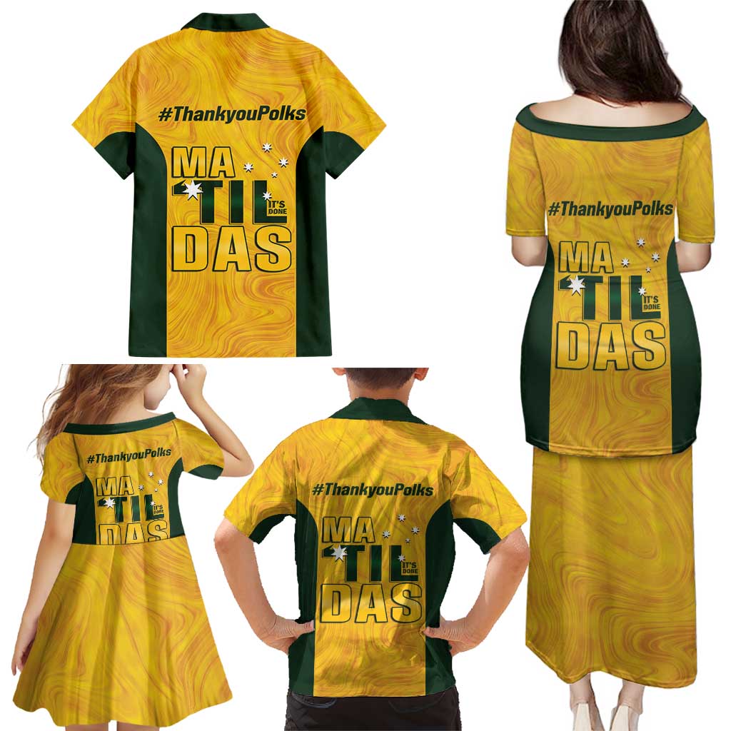 Polkinghorne Australia Matildas Family Matching Puletasi and Hawaiian Shirt 2024 Thank You Polks