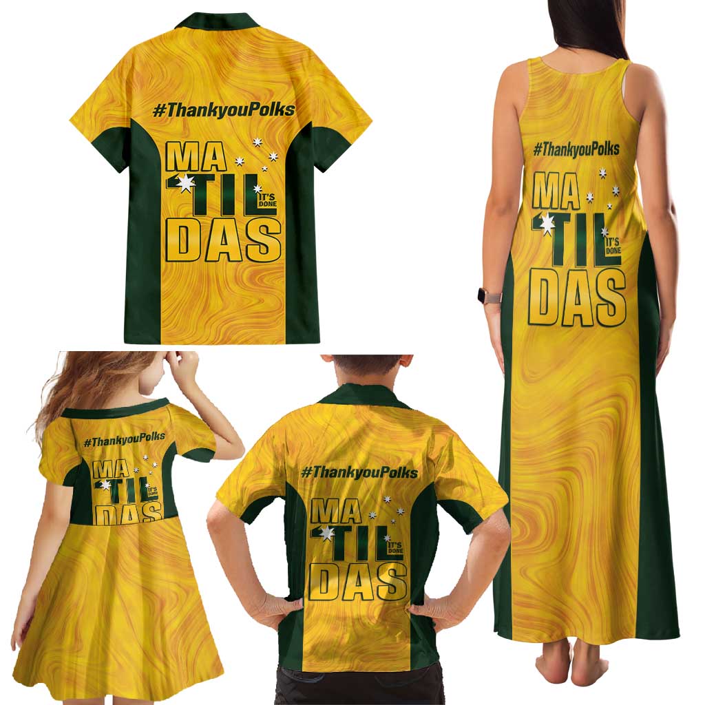 Polkinghorne Australia Matildas Family Matching Tank Maxi Dress and Hawaiian Shirt 2024 Thank You Polks