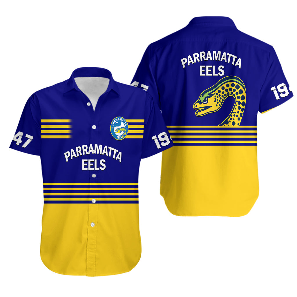 Eels Rugby Hawaiian Shirt Parramatta 1947 Dynamic Blue - Vibe Hoodie Shop