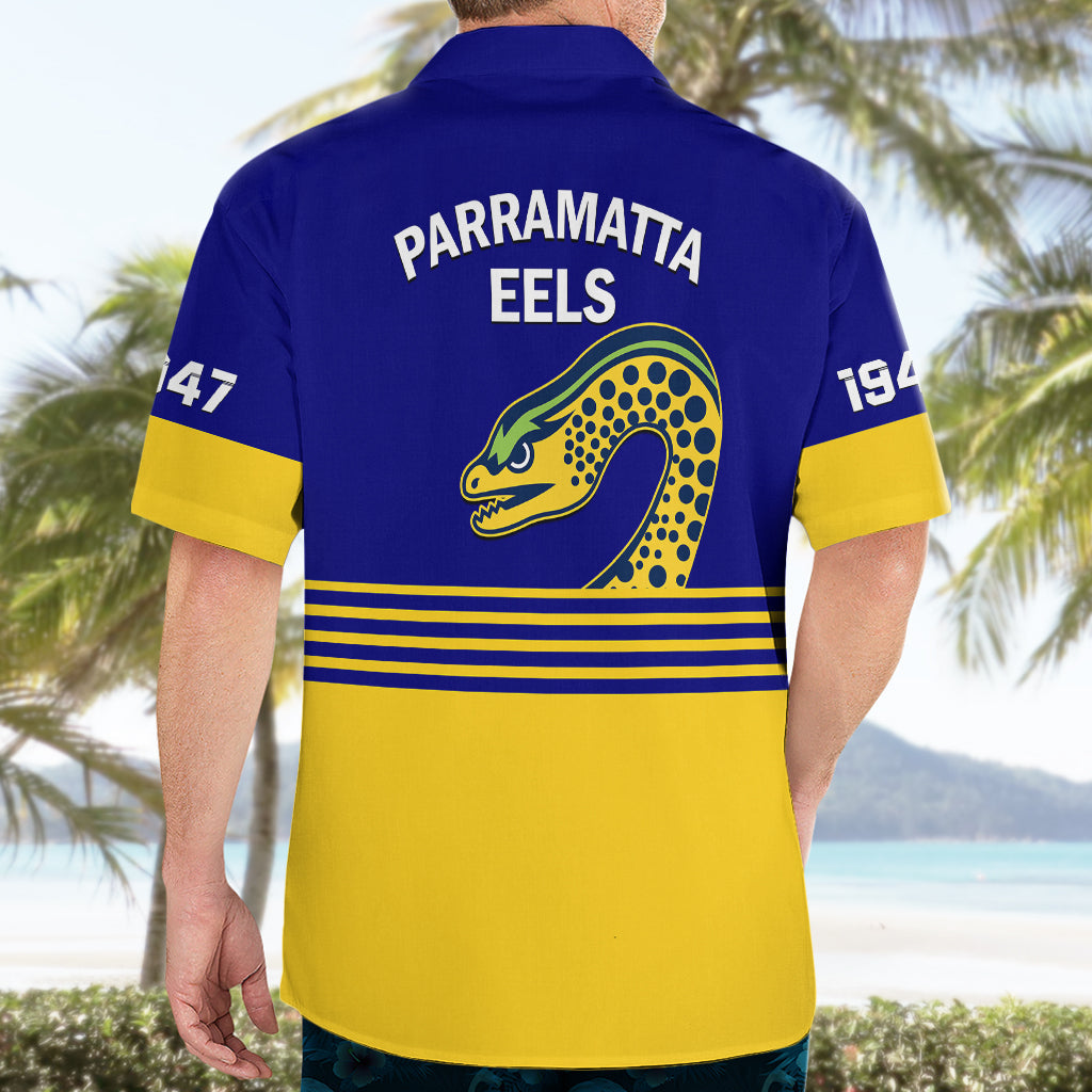 Eels Rugby Hawaiian Shirt Parramatta 1947 Dynamic Blue - Vibe Hoodie Shop