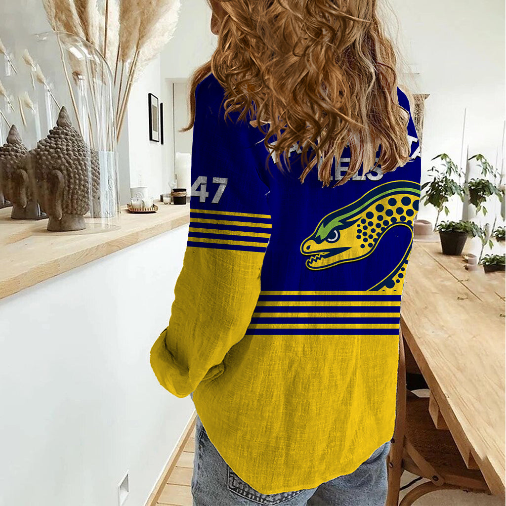Eels Rugby Women Casual Shirt Parramatta 1947 Dynamic Blue - Vibe Hoodie Shop