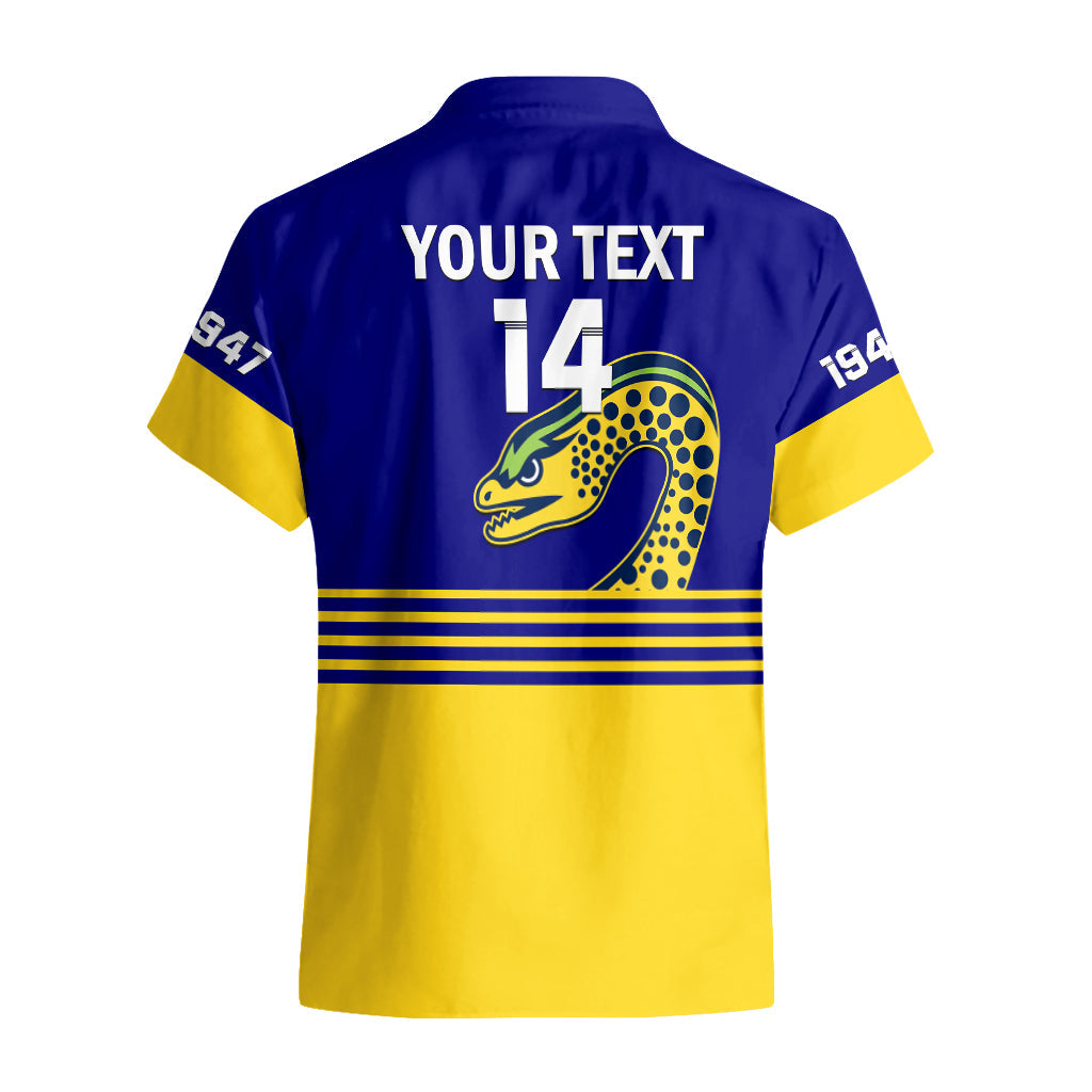 Personalised Eels Rugby Hawaiian Shirt Parramatta 1947 Dynamic Blue - Vibe Hoodie Shop